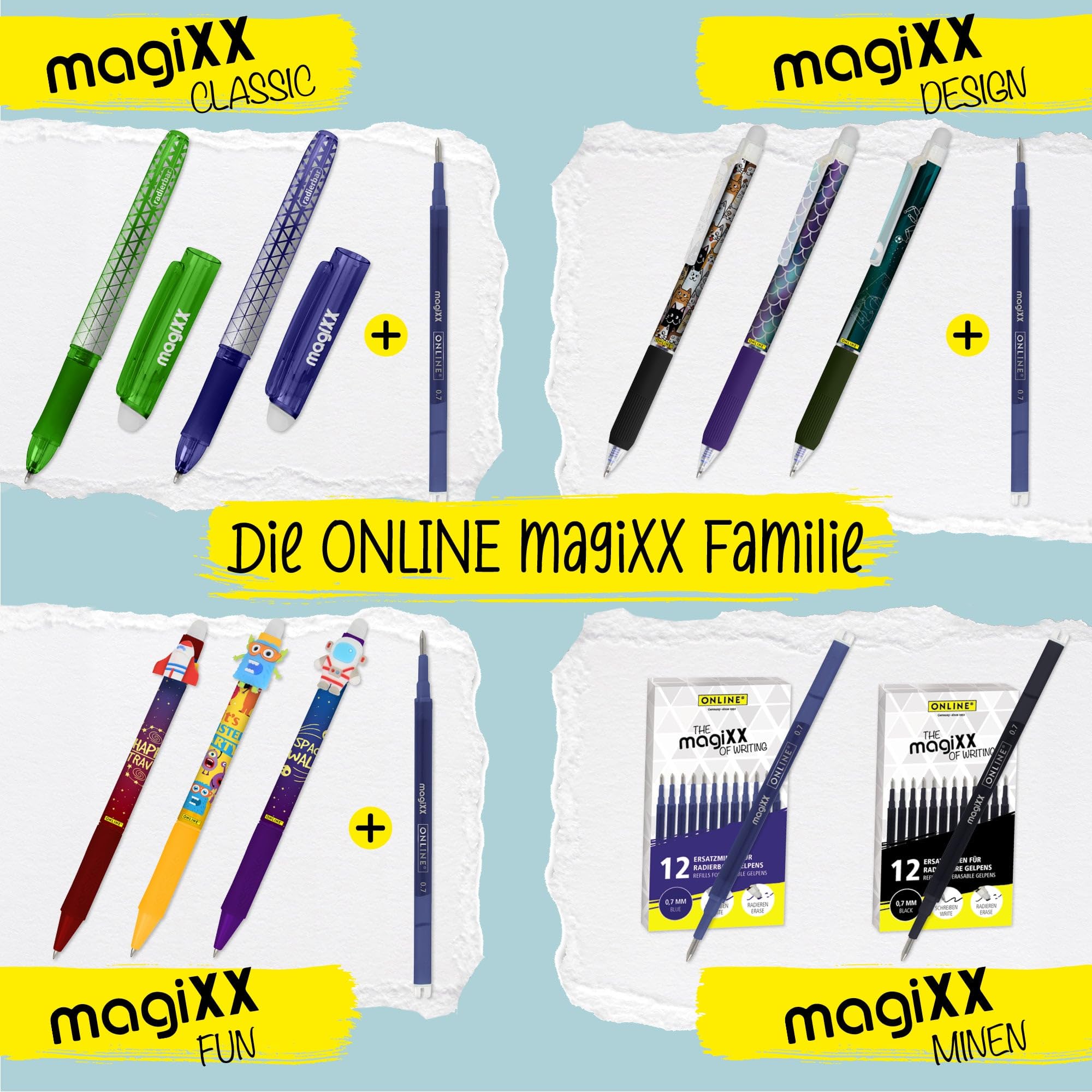 online-magixx-fun-girls-6er-set-radierbarer-gelschreiber-blau-0-7-mm image 7