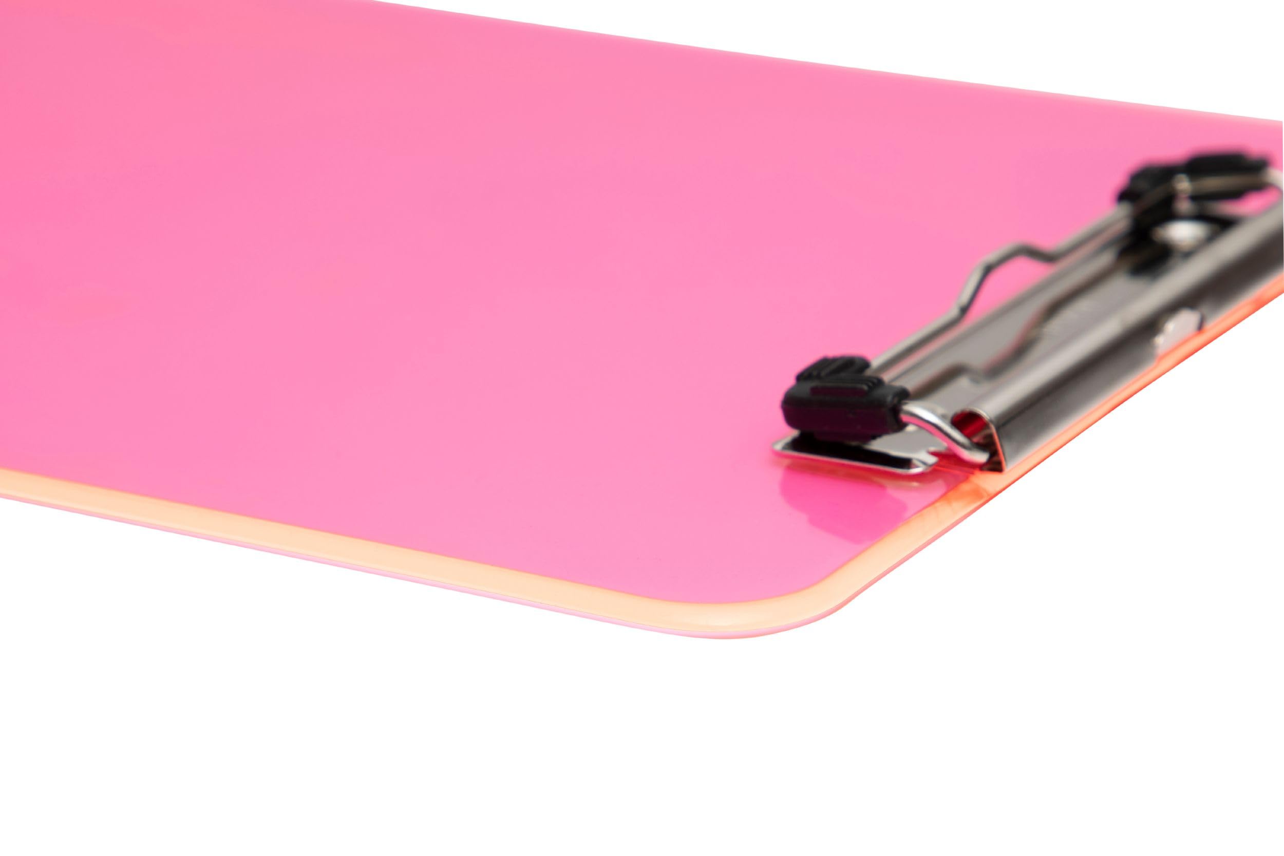 maulneon-klemmbrett-a4-pink-transparent-hochformat-mit-stahlklemme image 3