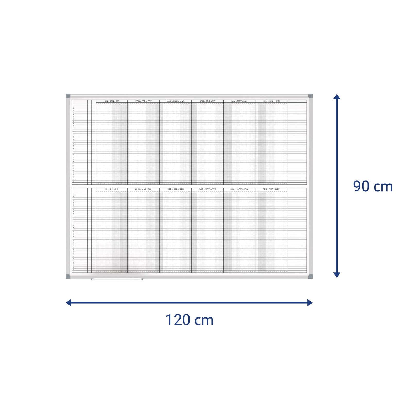 maul-jahresplaner-maulstandard-wei-90-x-120-cm-alurahmen-wandmontage image 2