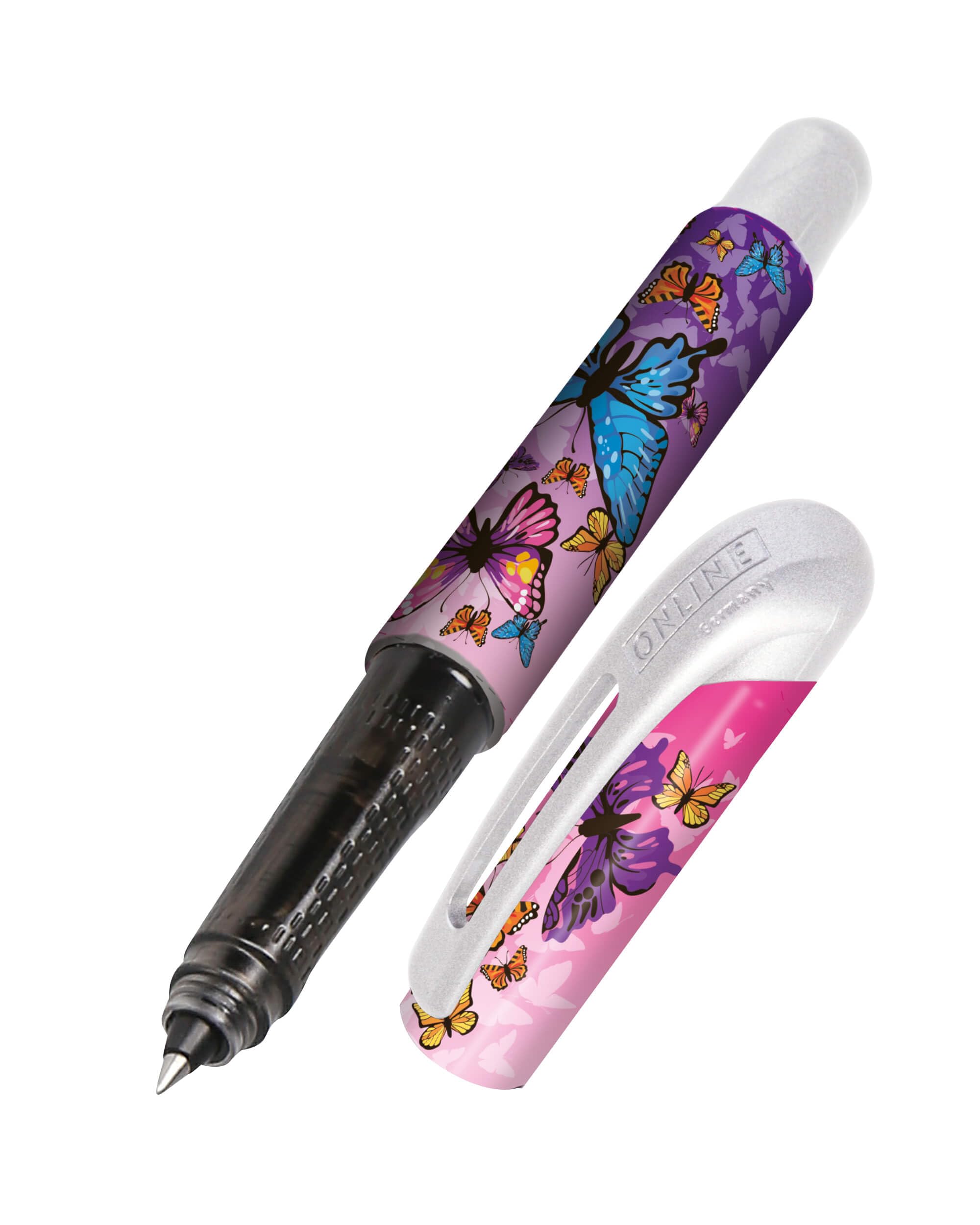 online-college-butterfly-tintenroller-ergonomischer-rollerball-mit-kombipatrone- image 1