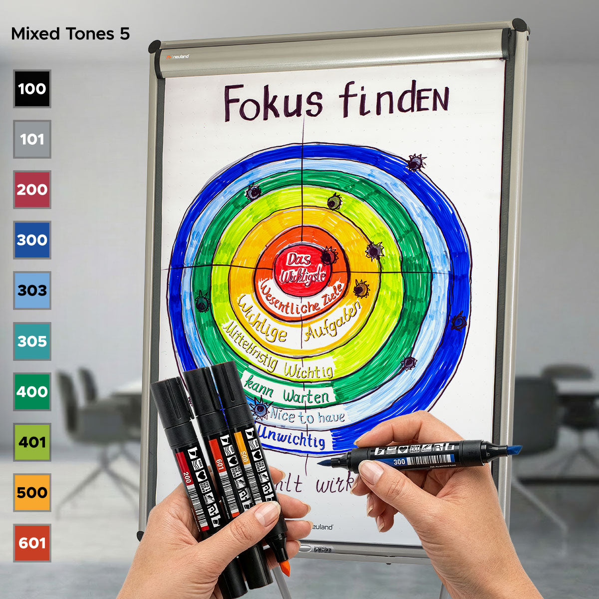 neuland-twinone-moderationsmarker-10er-farb-set-keil-und-pinselspitze image 4