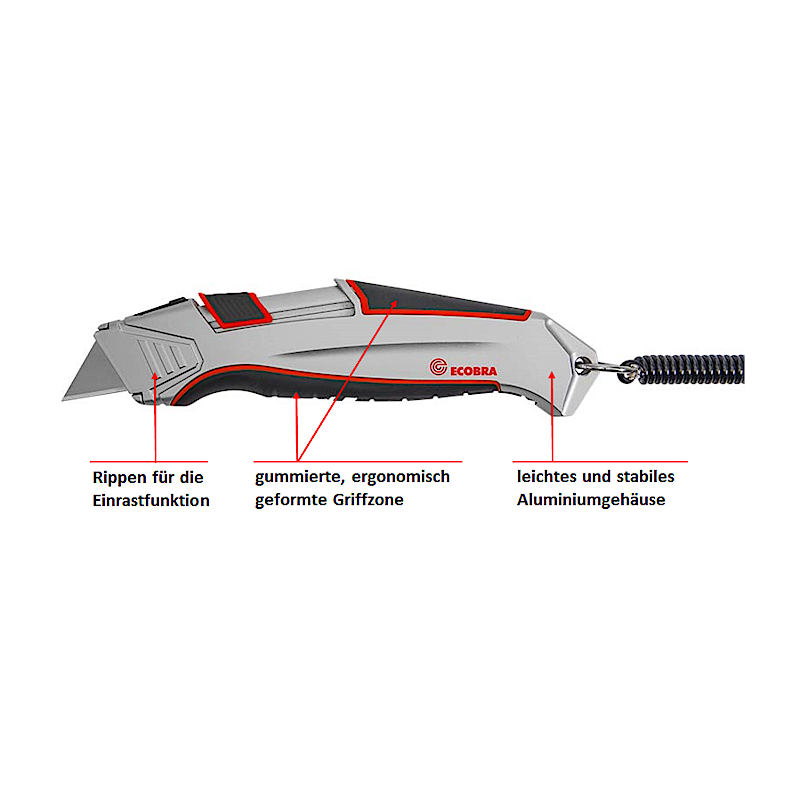 ecobra-sicherheits-cutter-aluminium-mit-halter-und-trapezklinge image 3
