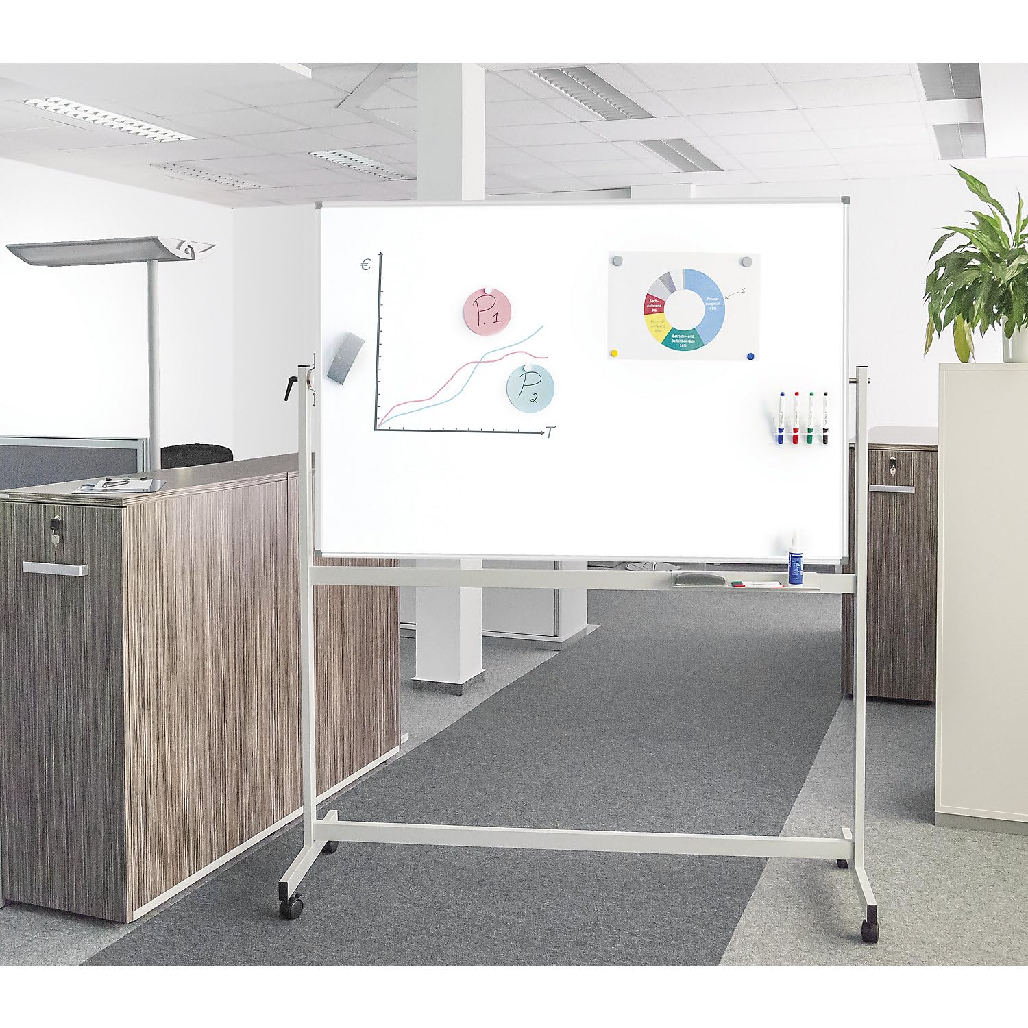 maul-maulstandard-whiteboard-mobil-silber-120x220-cm-drehbar-beidseitig image 2
