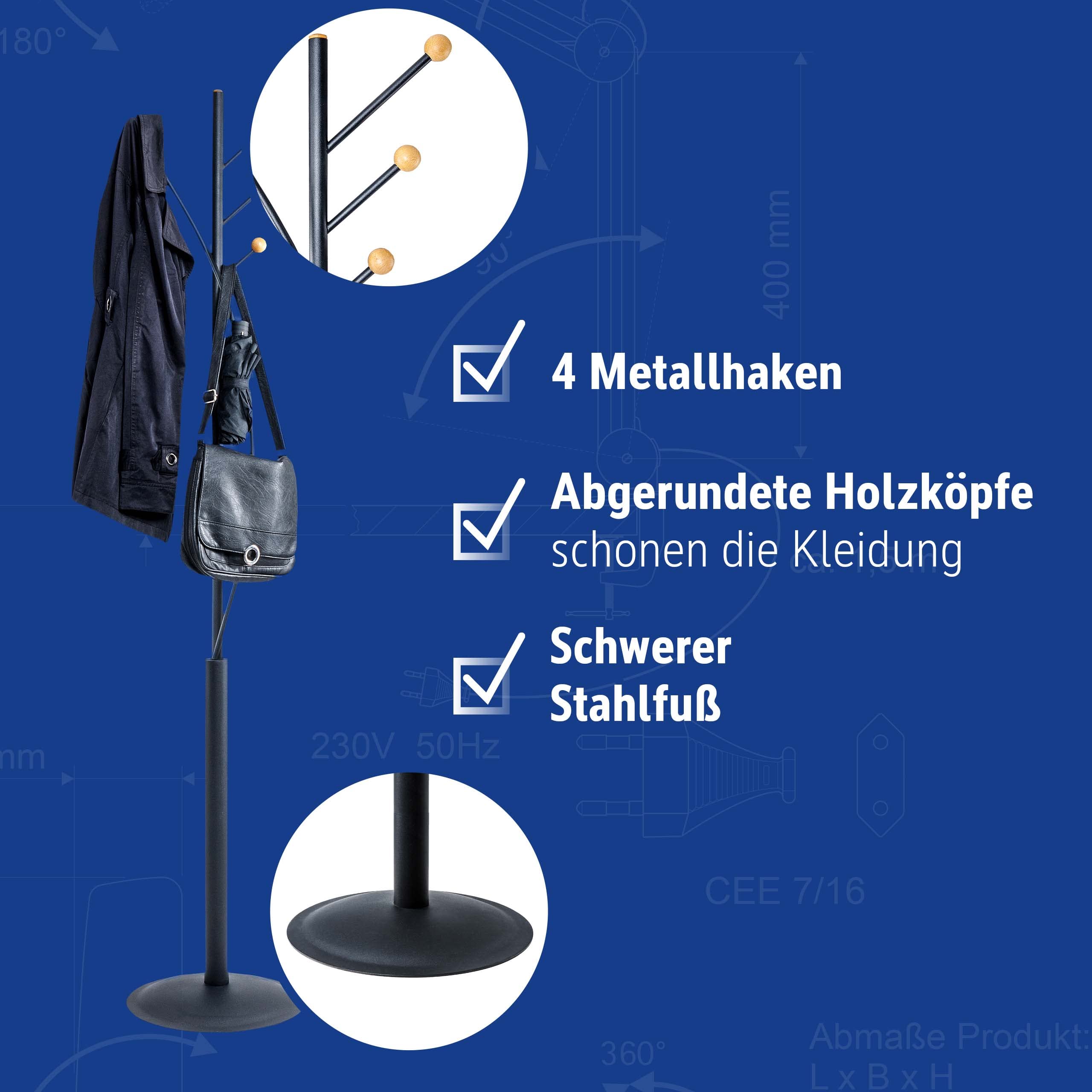 maul-maulaura-garderobenst-nder-stahl-schwarz-platzsparend image 3