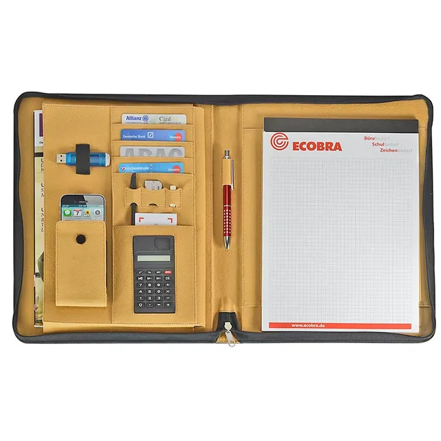 ecobra-konferenzmappe-din-a4-serie-elite-aus-kunstleder-mit-solar-taschenrechner image 1