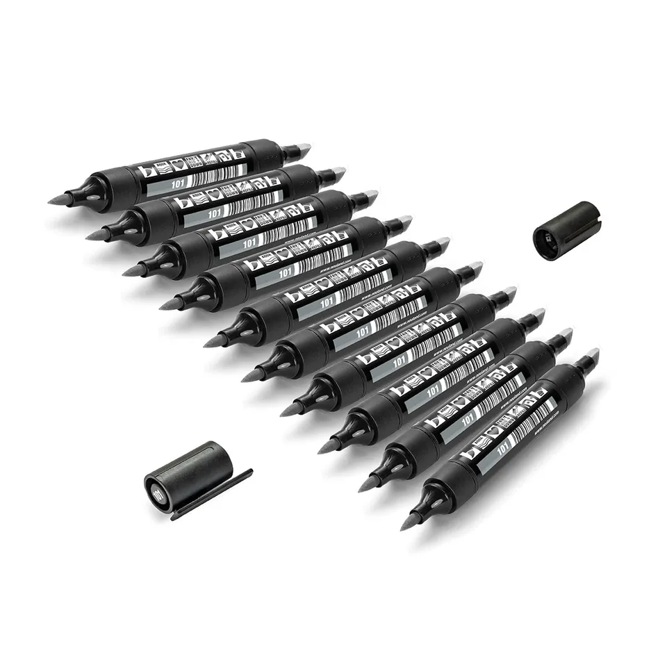neuland-twinone-marker-keil-und-pinselspitze-10er-uni-set image 1