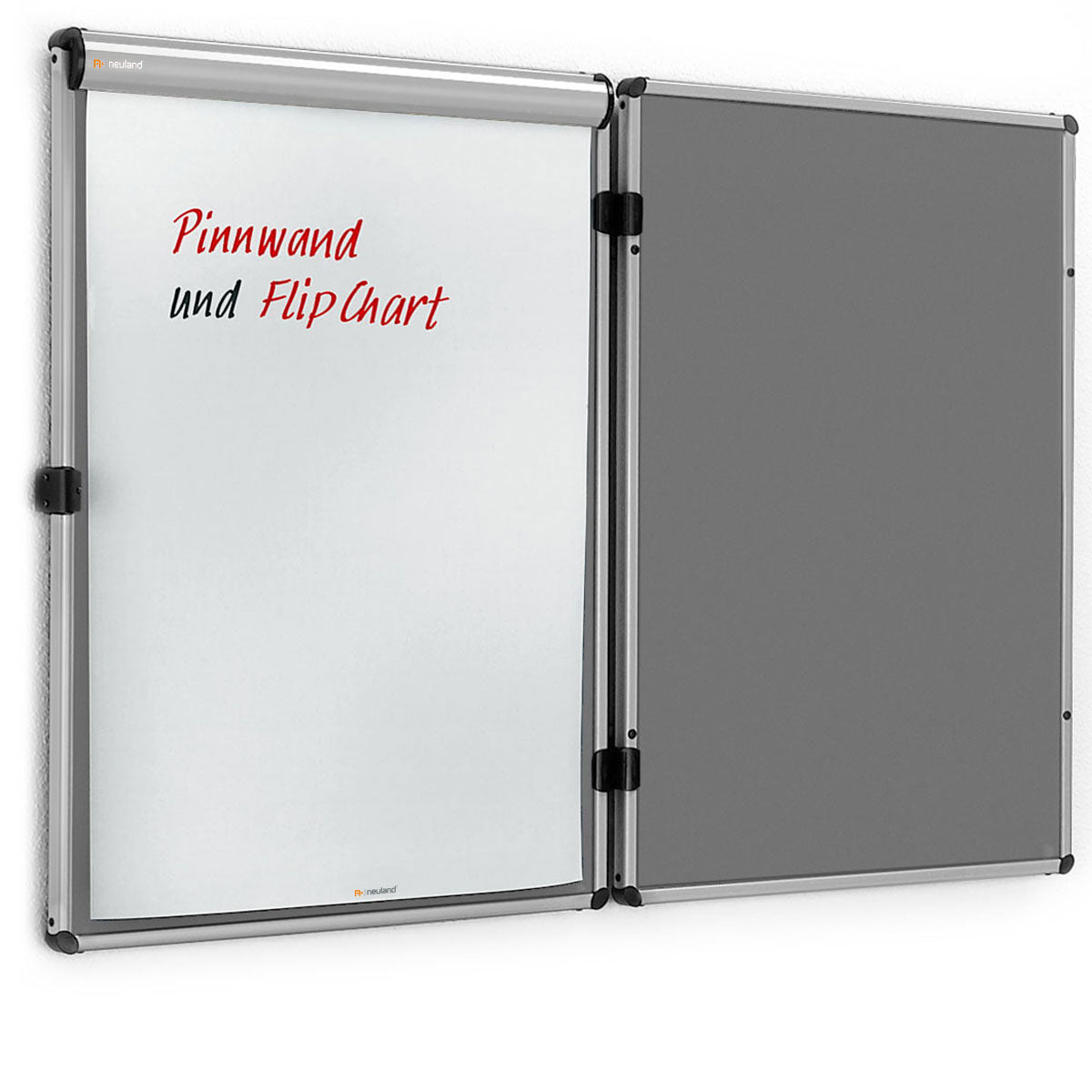 neuland-eurotwin-wandpinnwand-links-aufklappbar-mit-flipchart image 1