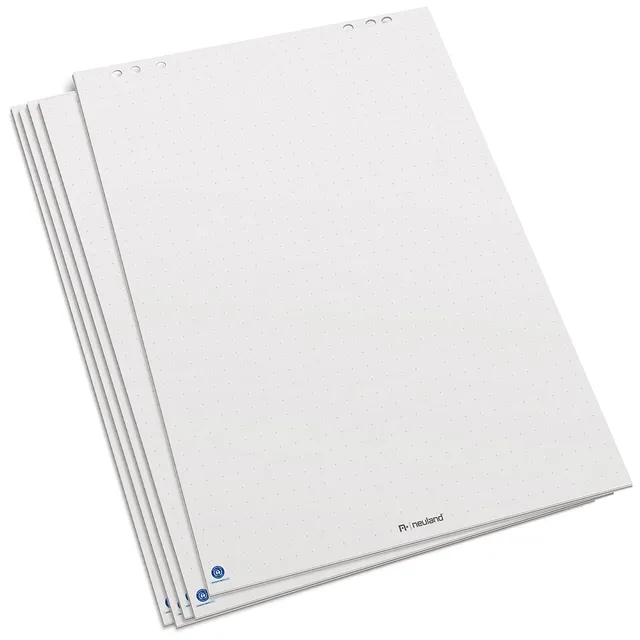 neuland-flipchart-papier-5er-set-wei-recycelt-kariert image 1