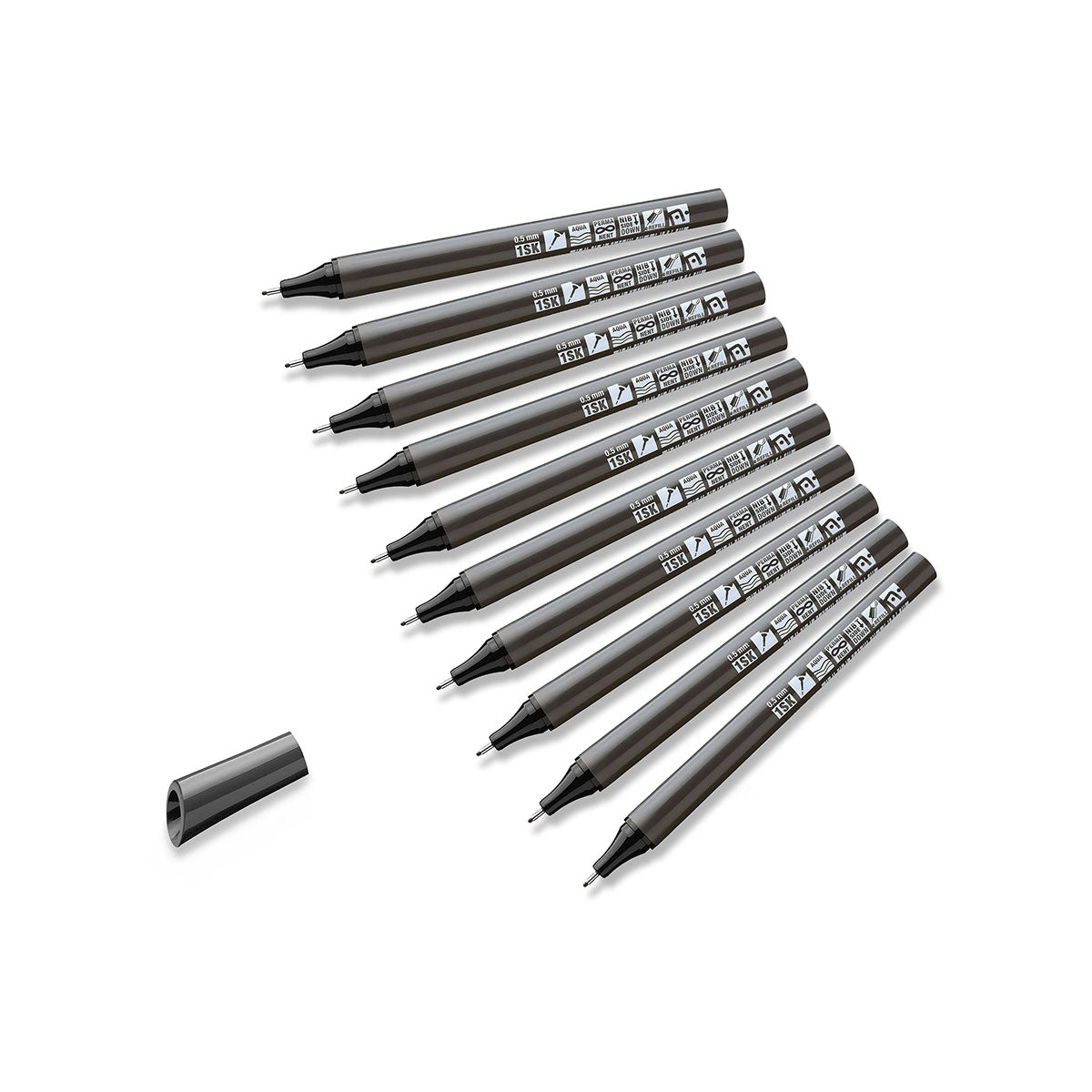 neuland-fineone-sketch-fineliner-0-3-0-5-0-7-mm-10er-set-schwarz image 3