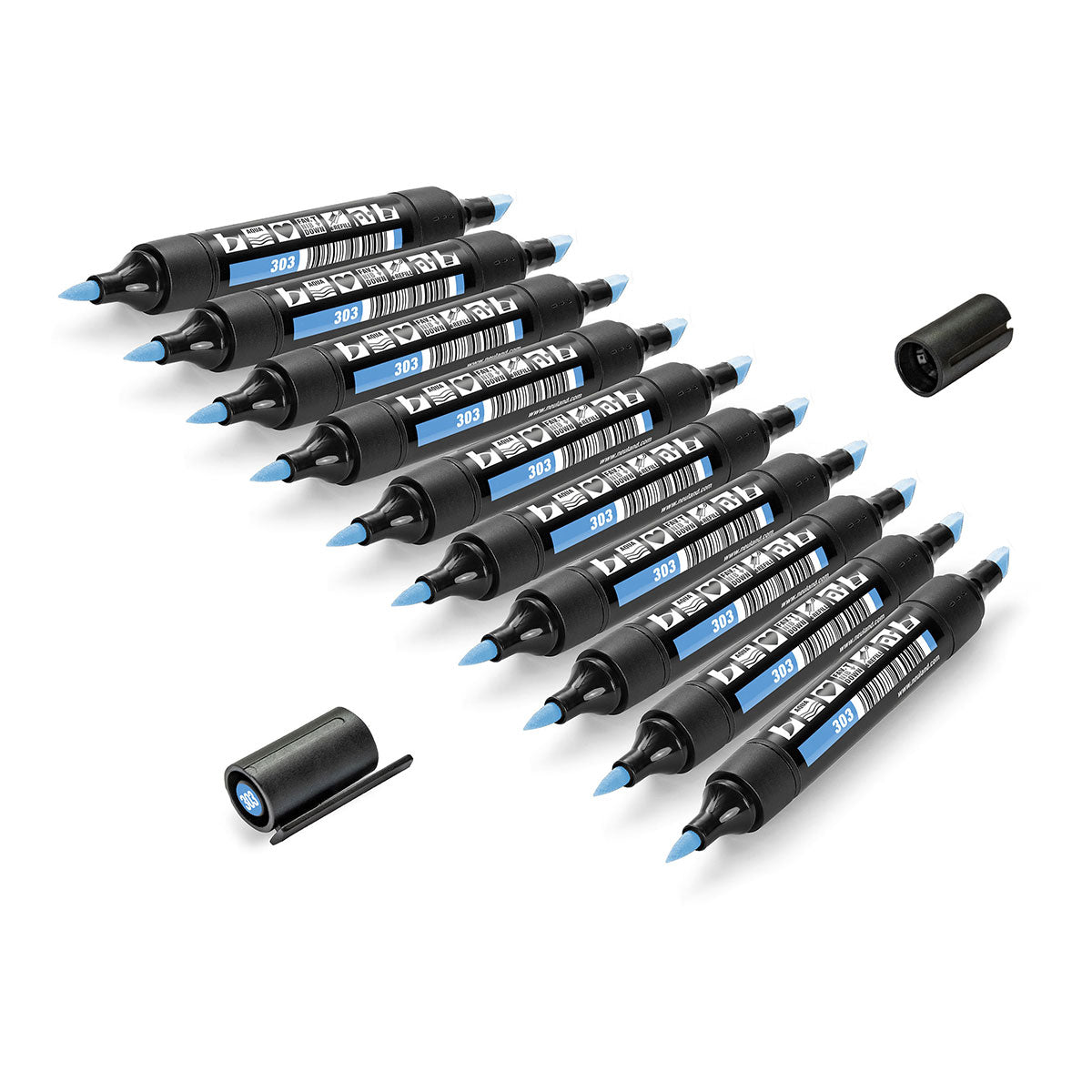 neuland-twinone-marker-keil-und-pinselspitze-10er-uni-set image 2