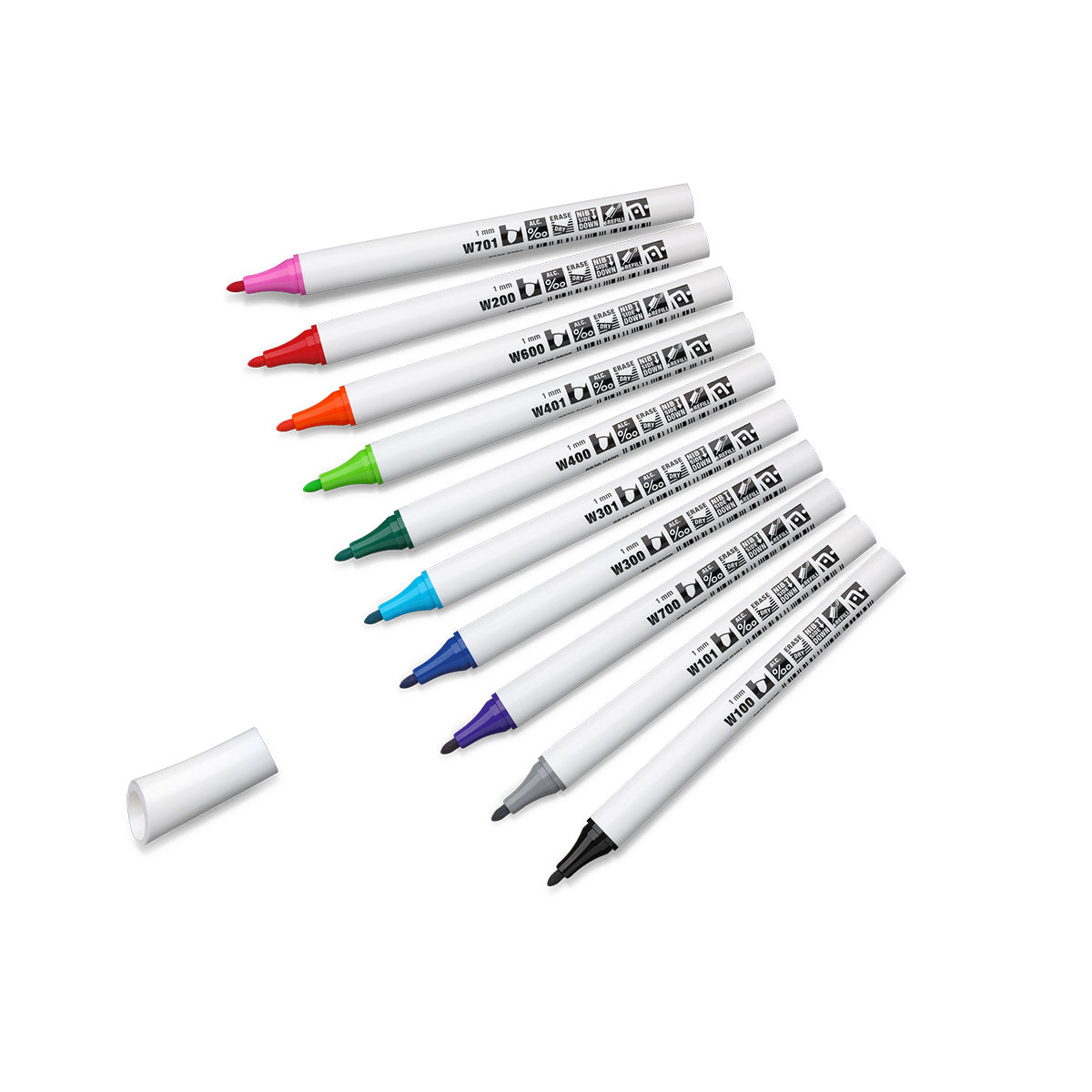 neuland-fineone-whiteboard-fineliner-rundspitze-1-mm-10er-farb-set image 2