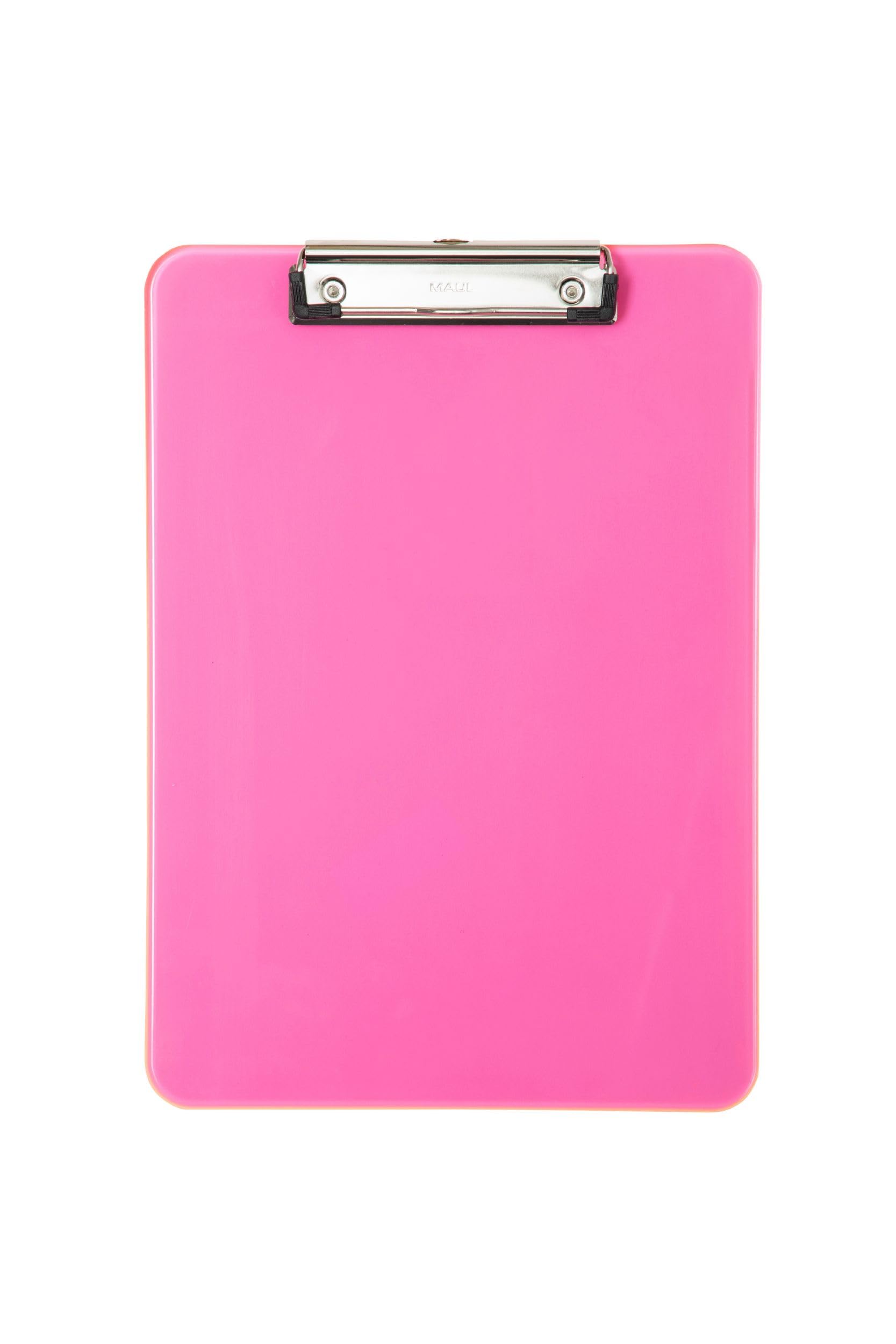 maulneon-klemmbrett-a4-pink-transparent-hochformat-mit-stahlklemme image 1