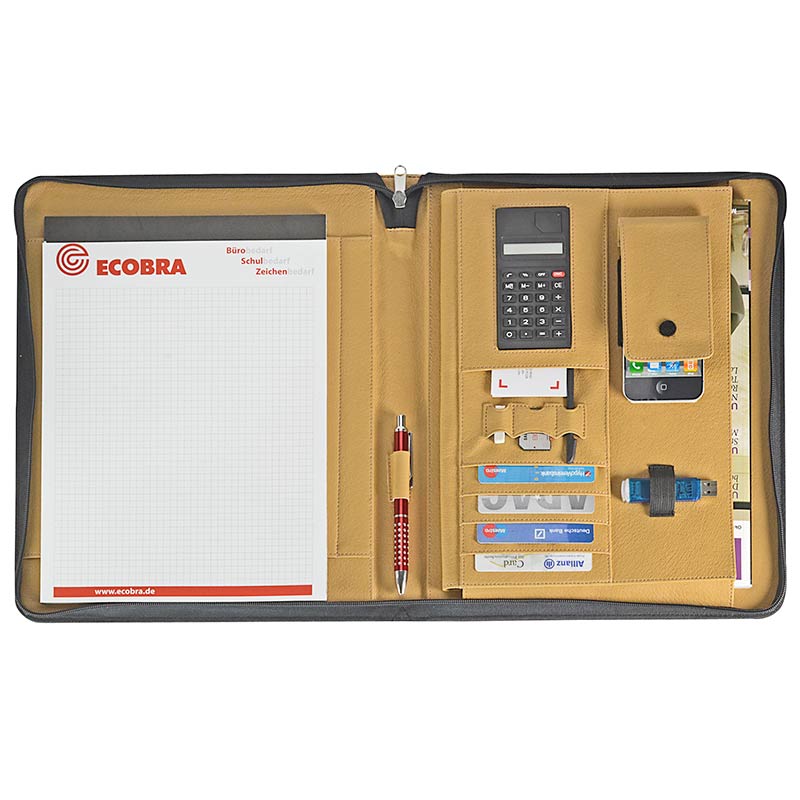 ecobra-konferenzmappe-din-a4-serie-elite-aus-kunstleder-mit-solar-taschenrechner image 2