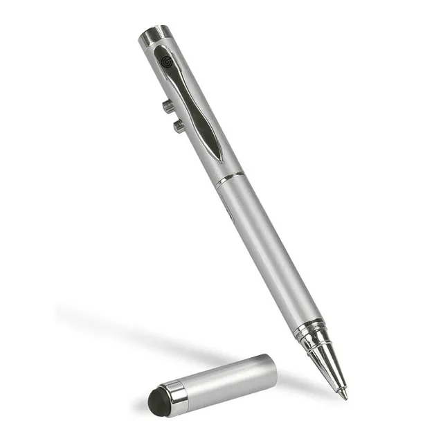 ecobra-laserpointer-4-in-1-mit-touch-pen-led-licht-und-kugelschreiber-silber image 1