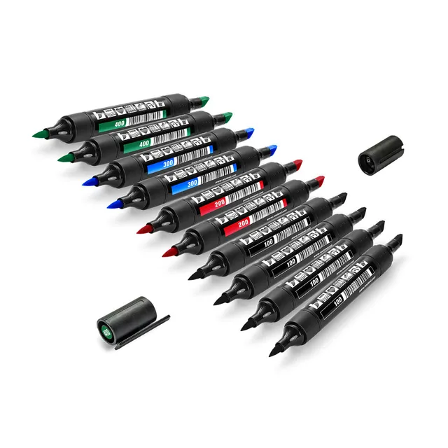 neuland-twinone-moderationsmarker-10er-farb-set-keil-und-pinselspitze image 1