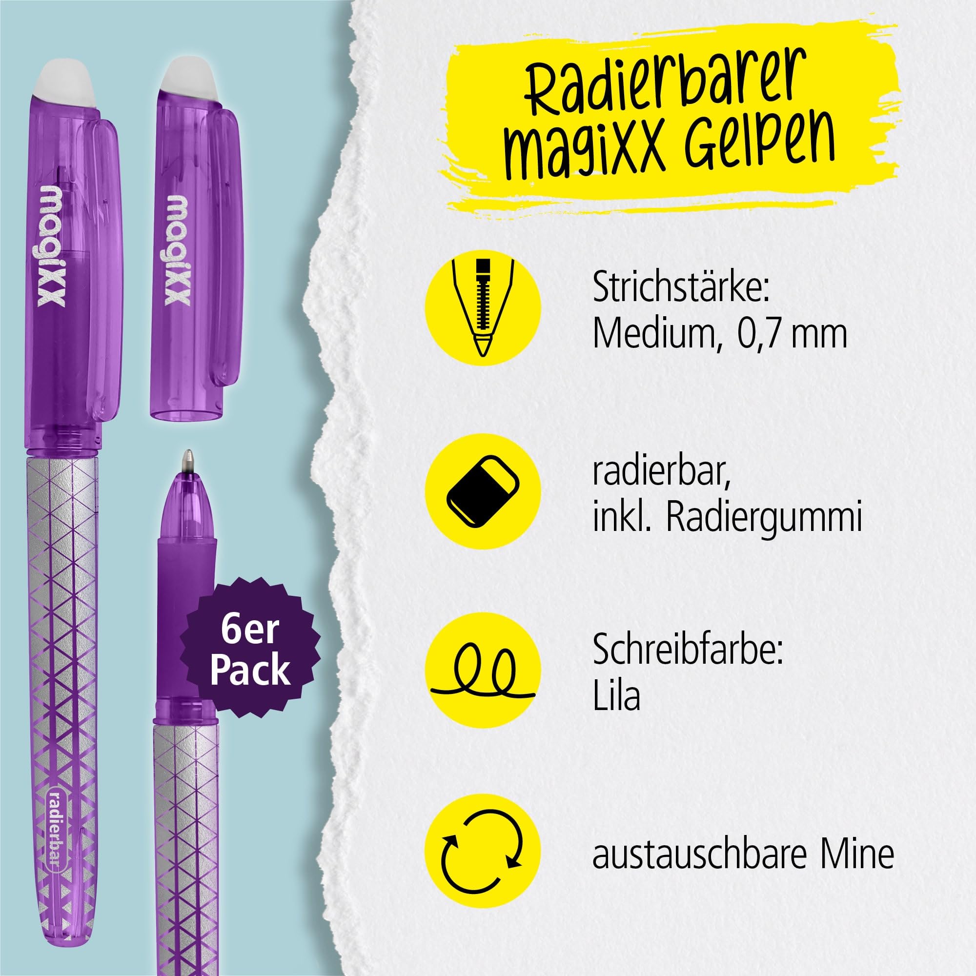 online-magixx-radierstift-gel-6er-set-lila-0-7-mm image 2