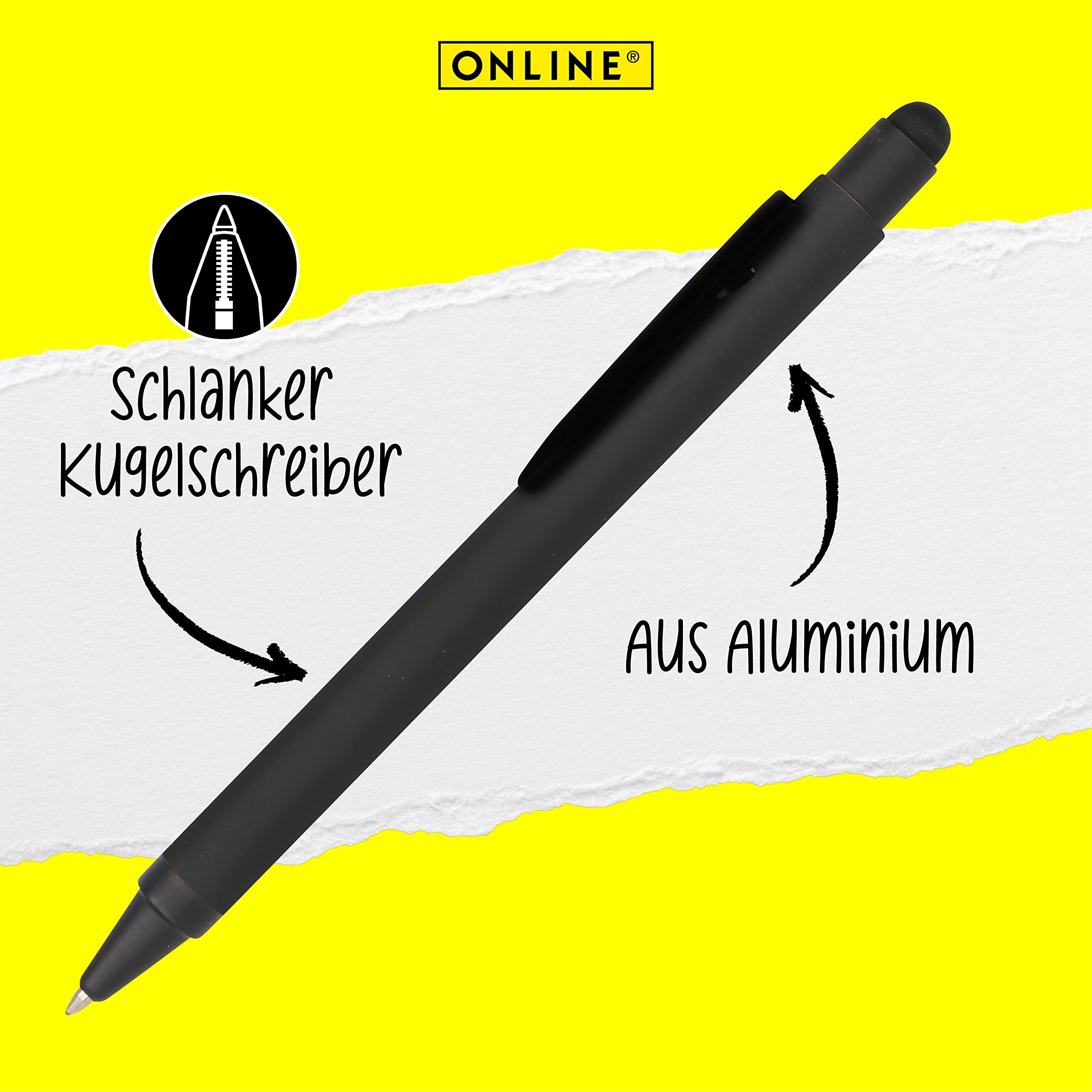 online-alu-stylus-kugelschreiber-schwarz-mit-touchpen image 2