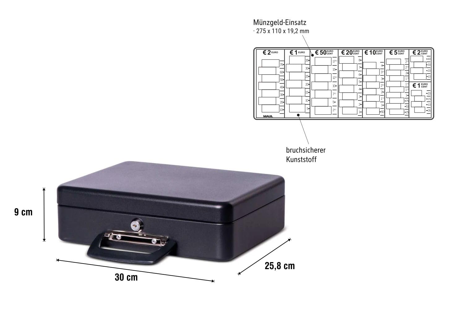 maul-geldkassette-mit-euro-z-hleinsatz-30-x-25-8-x-9-cm-schwarz image 2