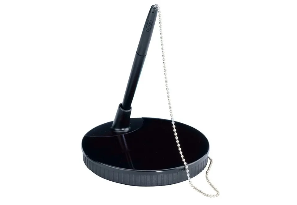 maul-kugelschreiberst-nder-exklusiv-schwarz-mit-kette-f-r-b-ro-empfang image 1