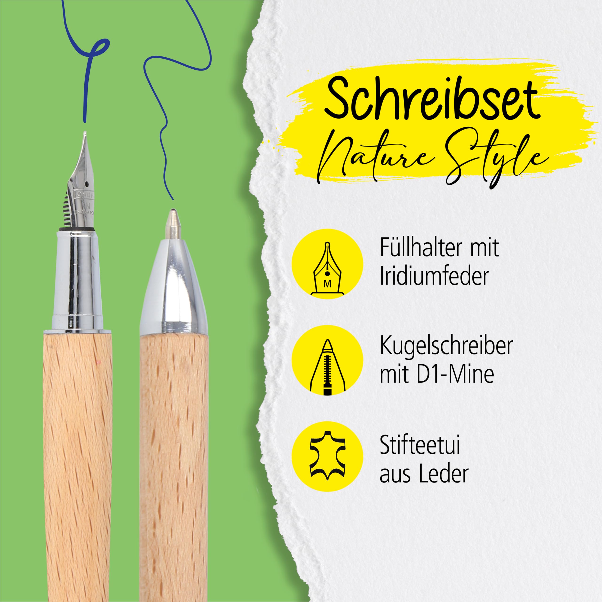 online-eleganza-holz-schreibset-f-ller-m-kuli-lederetui image 2