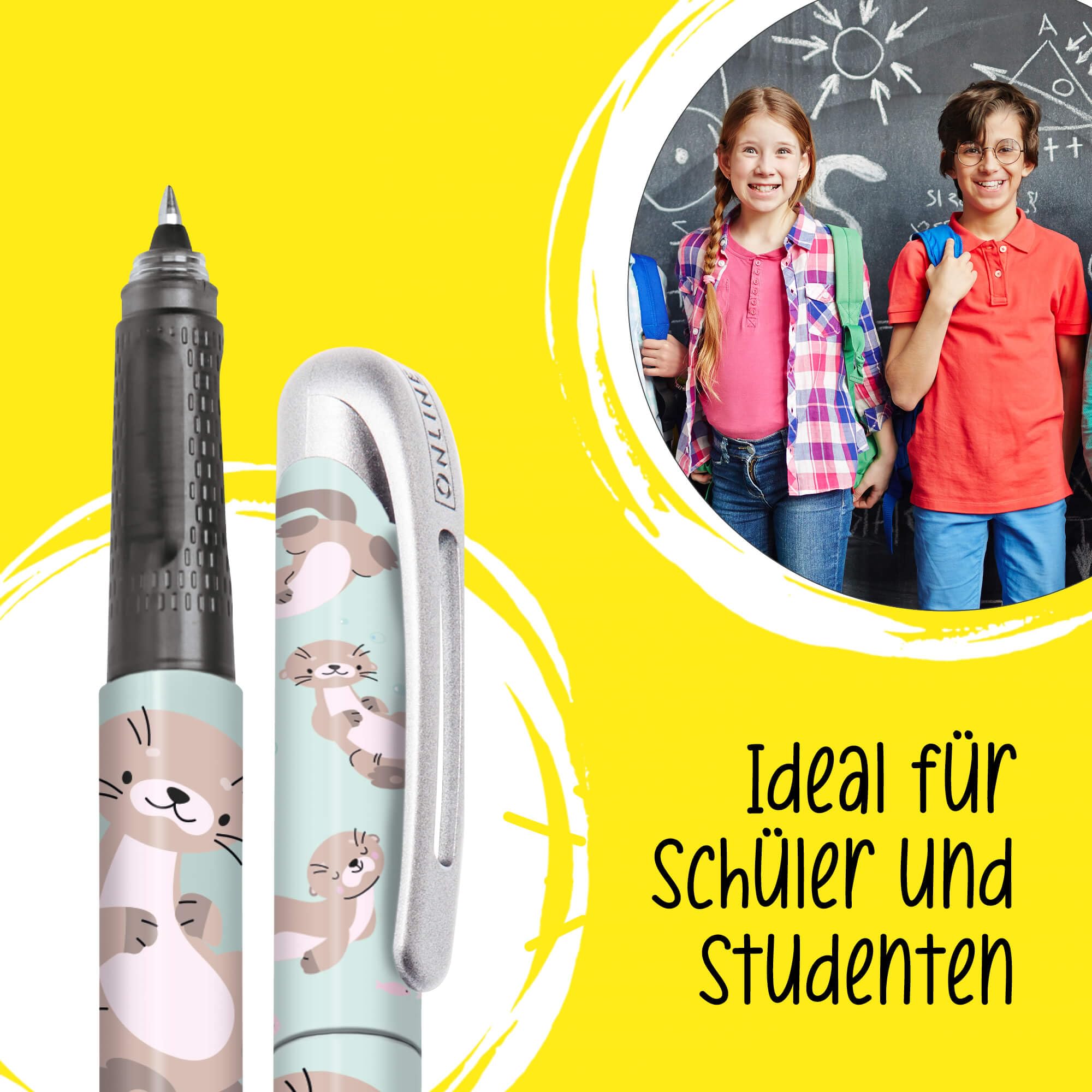 online-college-otter-tintenroller-ergonomisch-mit-kombipatrone-blau image 4