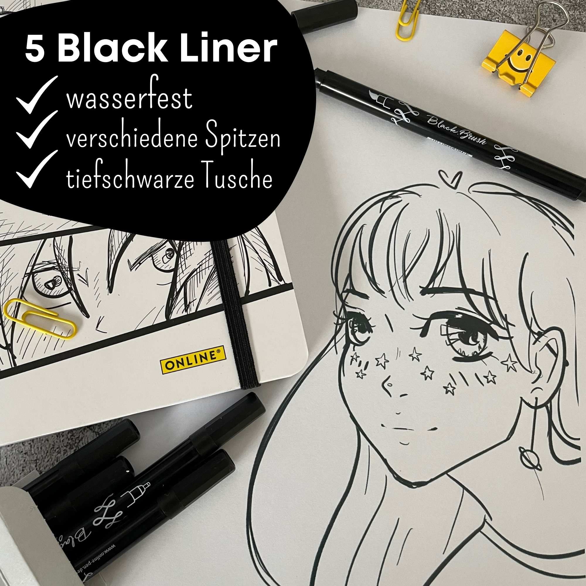 online-manga-malset-mit-5-calli-brush-stiften-und-bullet-journal-a5 image 3