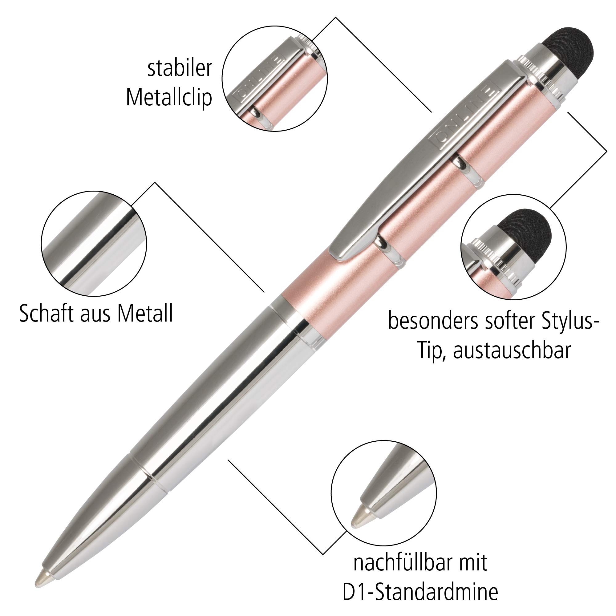 online-piccolo-stylus-rosegold-2-in-1-drehkugelschreiber-und-touchpen-f-r-tablet image 3