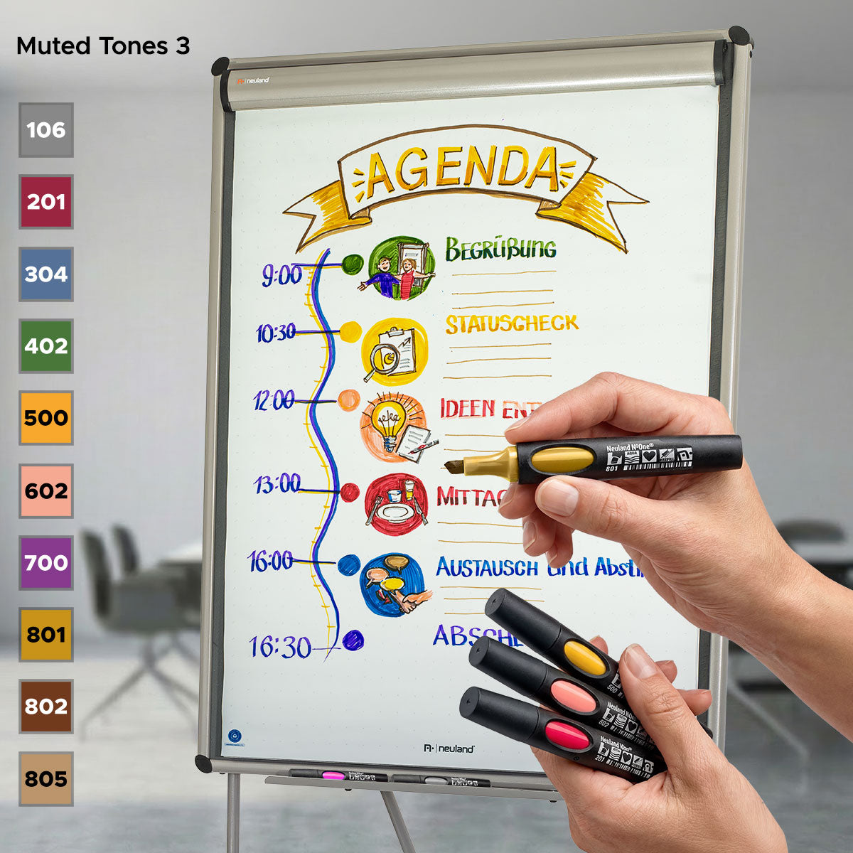 neuland-no-one-moderationsmarker-10er-farb-set-keilspitze-2-6-mm image 7