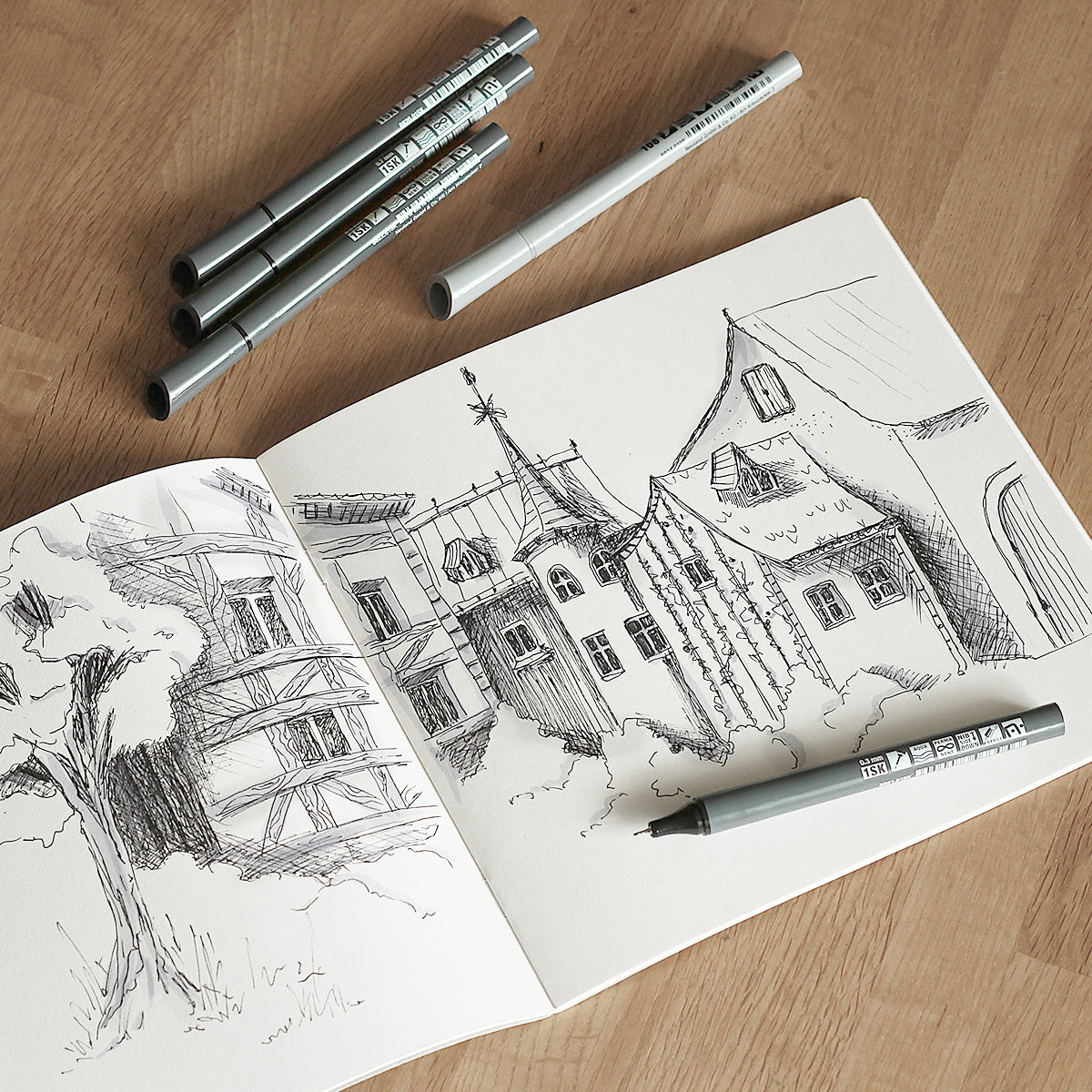 neuland-fineone-sketch-fineliner-0-3-0-5-0-7-mm-10er-set-schwarz image 2
