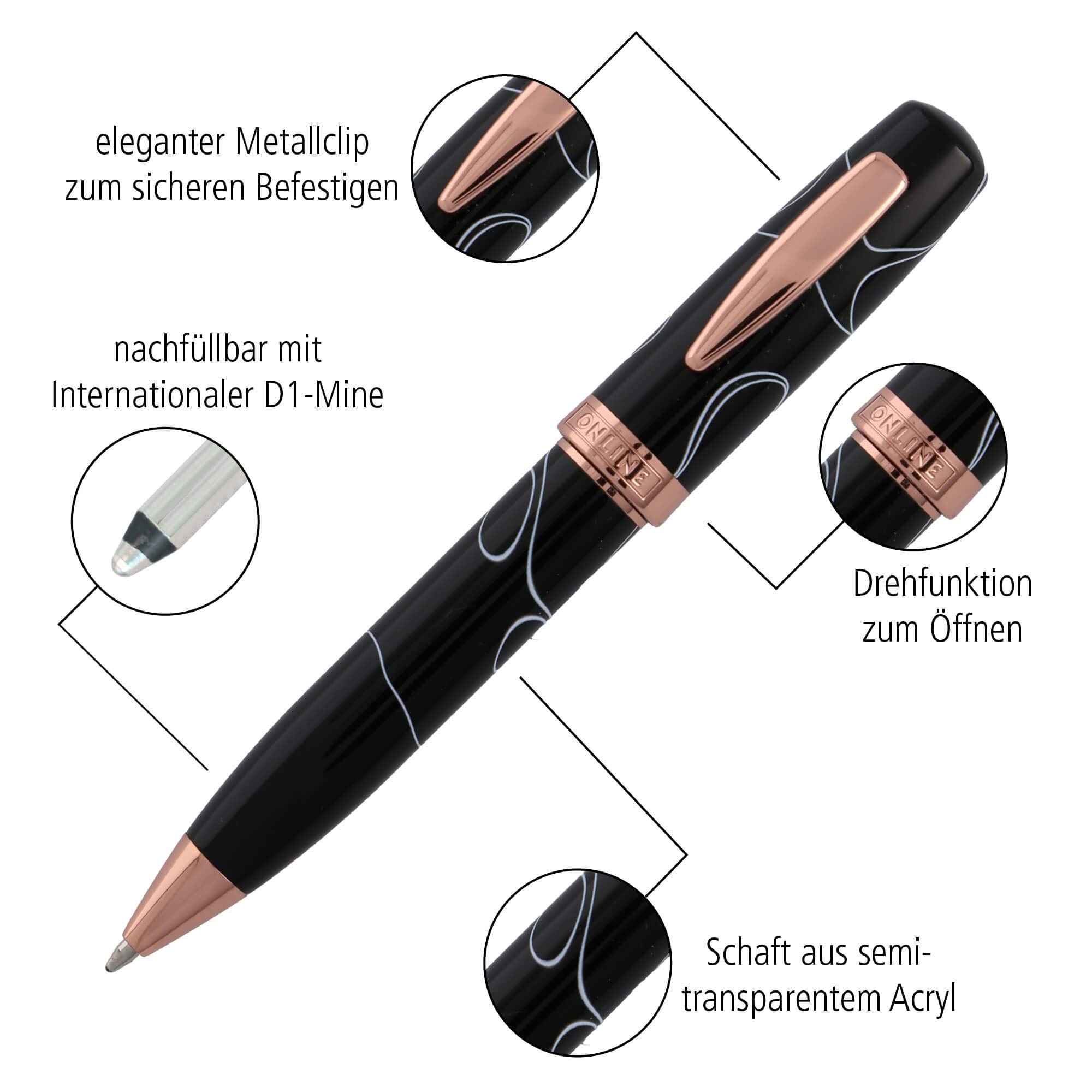 online-kugelschreiber-bohemian-art-black-rose-drehkugelschreiber-rosegold image 3