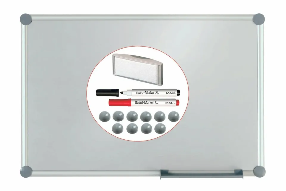 maul-maulpro-whiteboard-90-x-120-cm-silber-alurahmen-komplettset image 1