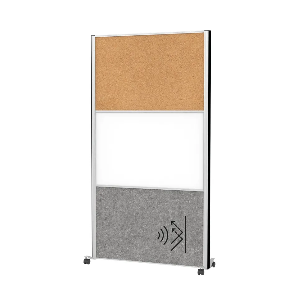 maul-maulconnecto-mobile-stellwand-silber-mit-whiteboard-kork-akustik image 1