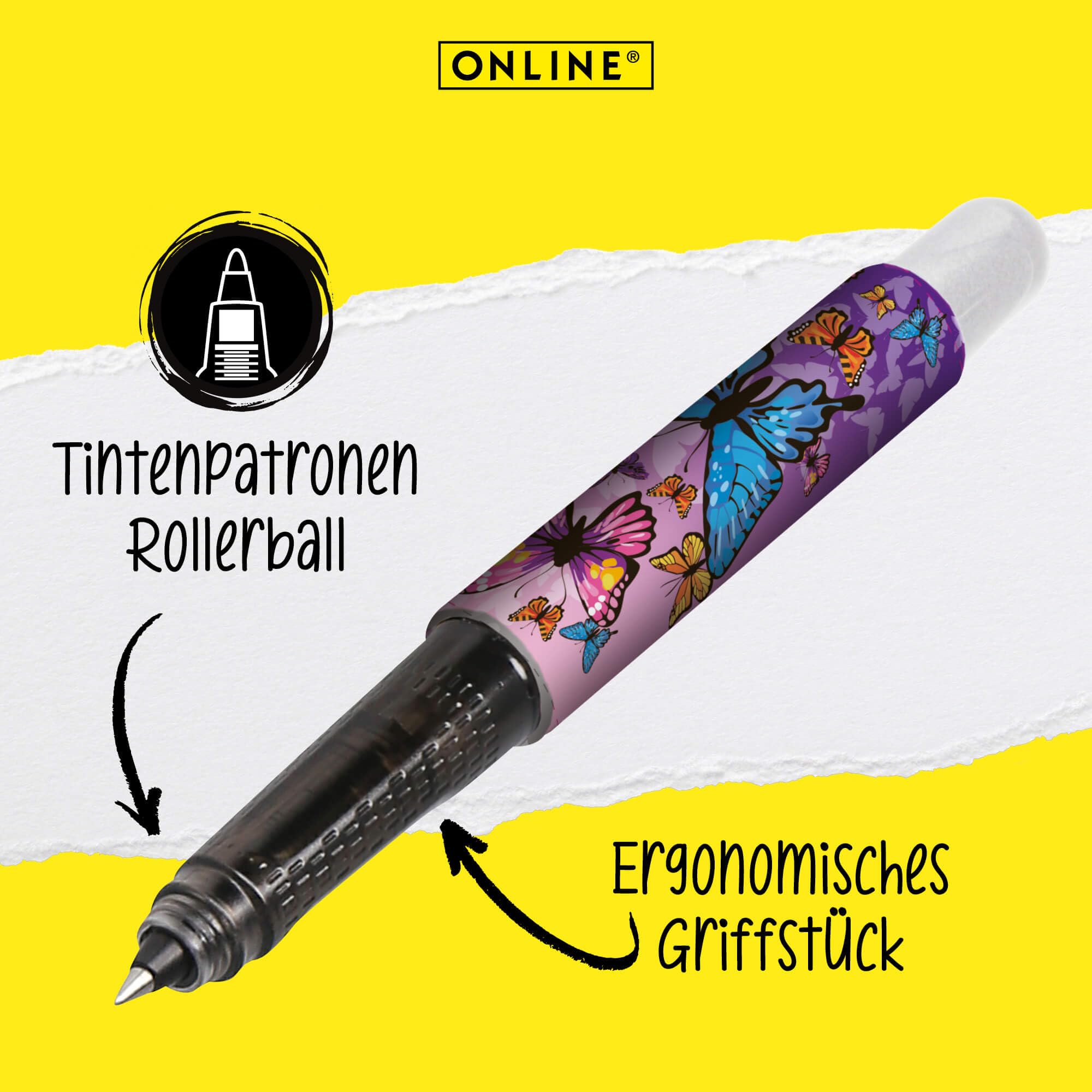 online-college-butterfly-tintenroller-ergonomischer-rollerball-mit-kombipatrone- image 2