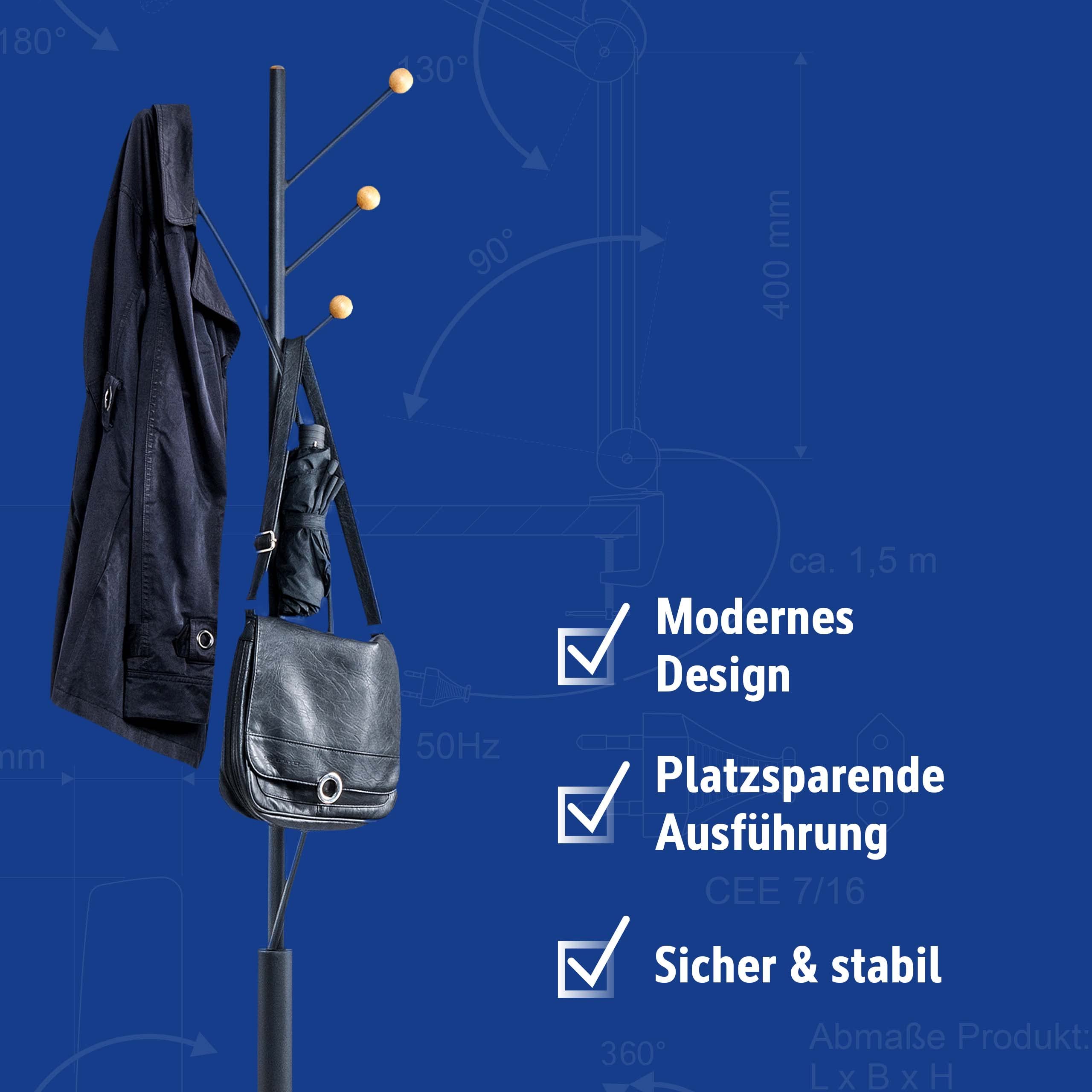 maul-maulaura-garderobenst-nder-stahl-schwarz-platzsparend image 2
