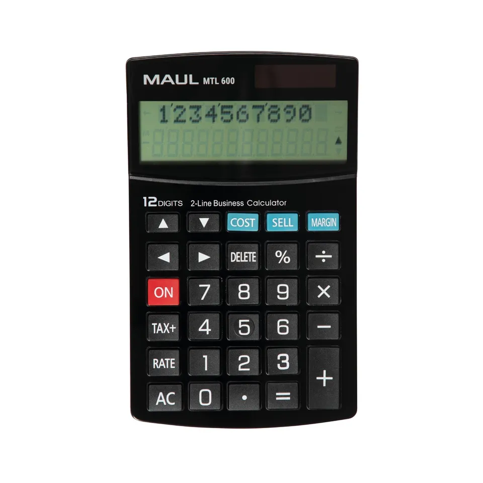 maul-tischrechner-mtl-700-schwarz-12-stellig-lcd-solar-batterie image 1