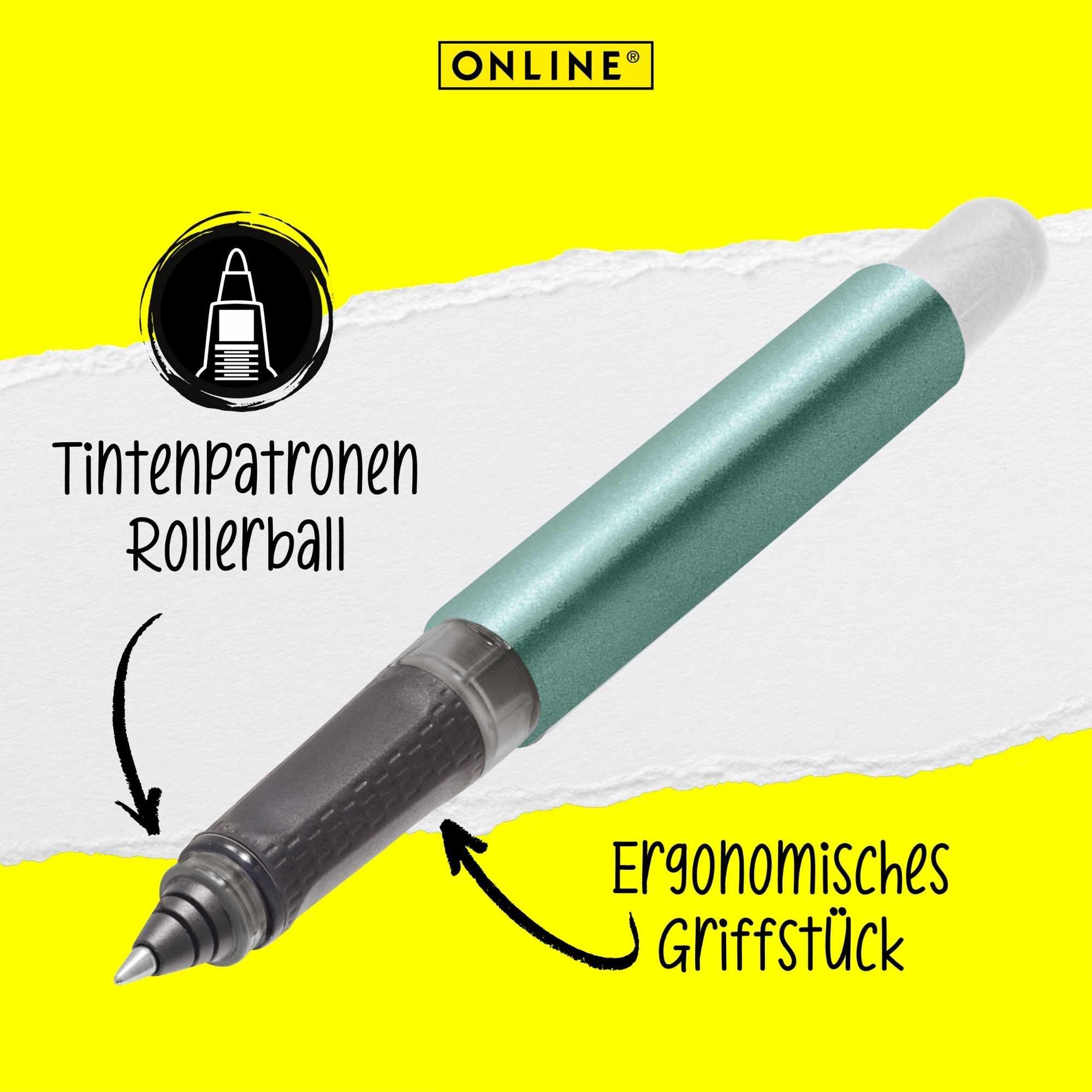 online-college-rollerball-metallic-t-rkis-f-r-rechts-und-linksh-nder image 2