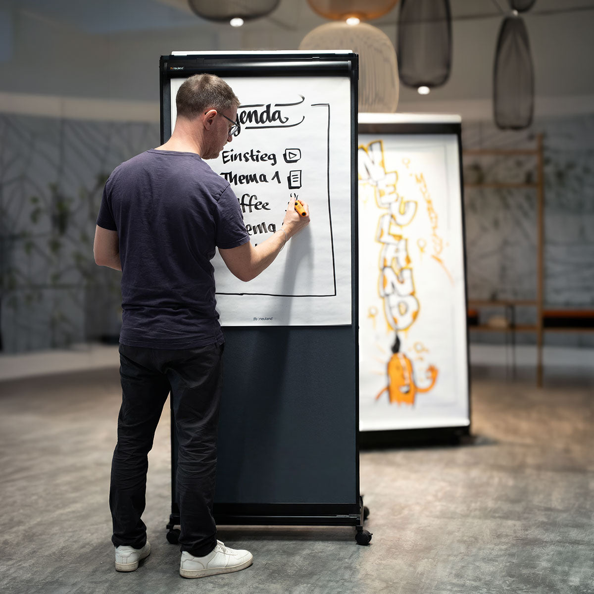 neuland-movaris-mobiles-tafelsystem-whiteboard-pinnwand-auf-rollen image 3