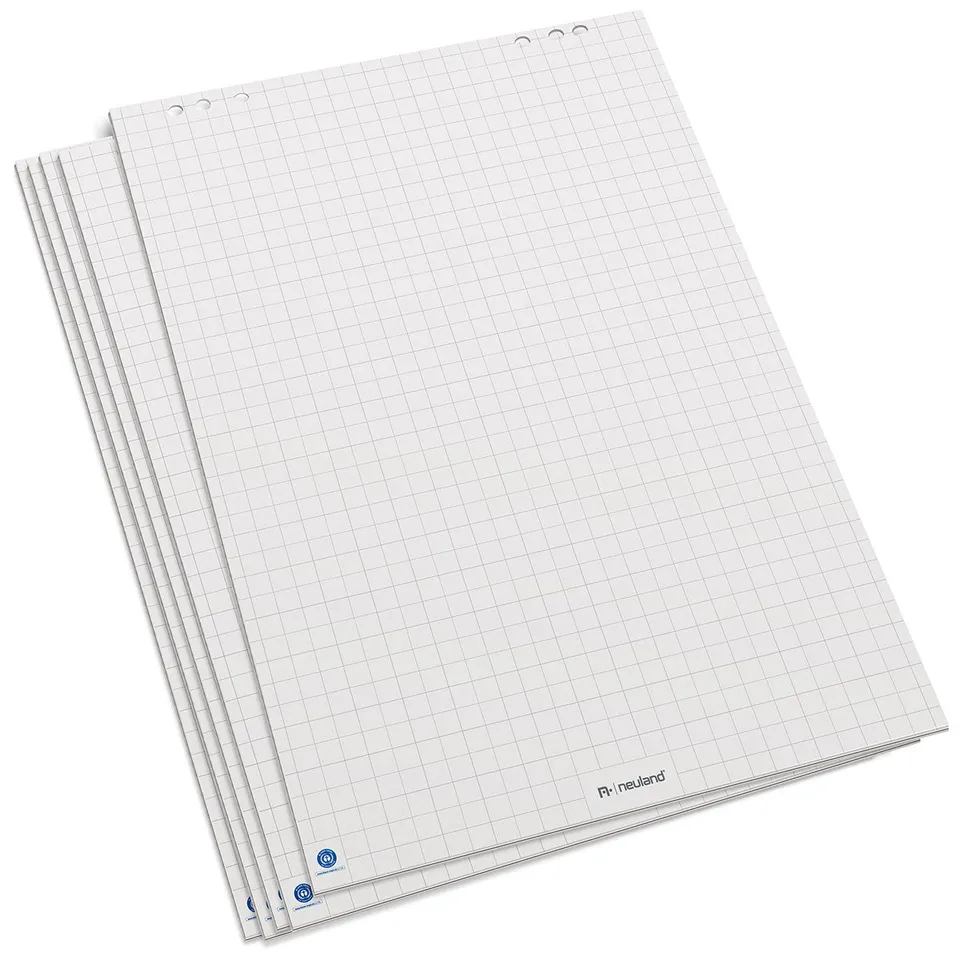 neuland-flipchart-papierblock-recycling-wei-kariert-80-g-m image 1