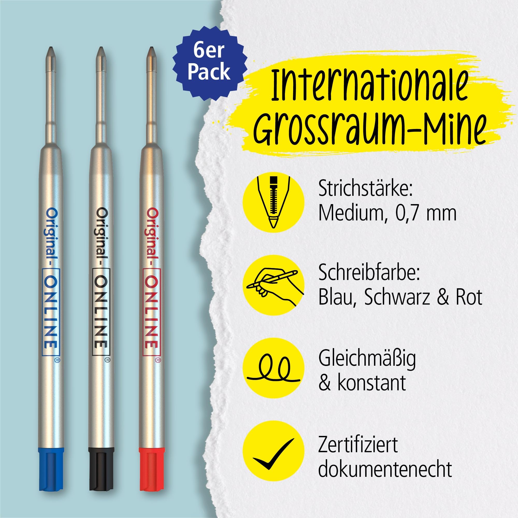 online-g2-gro-raum-kugelschreiberminen-6er-set-m-blau-schwarz-rot image 2