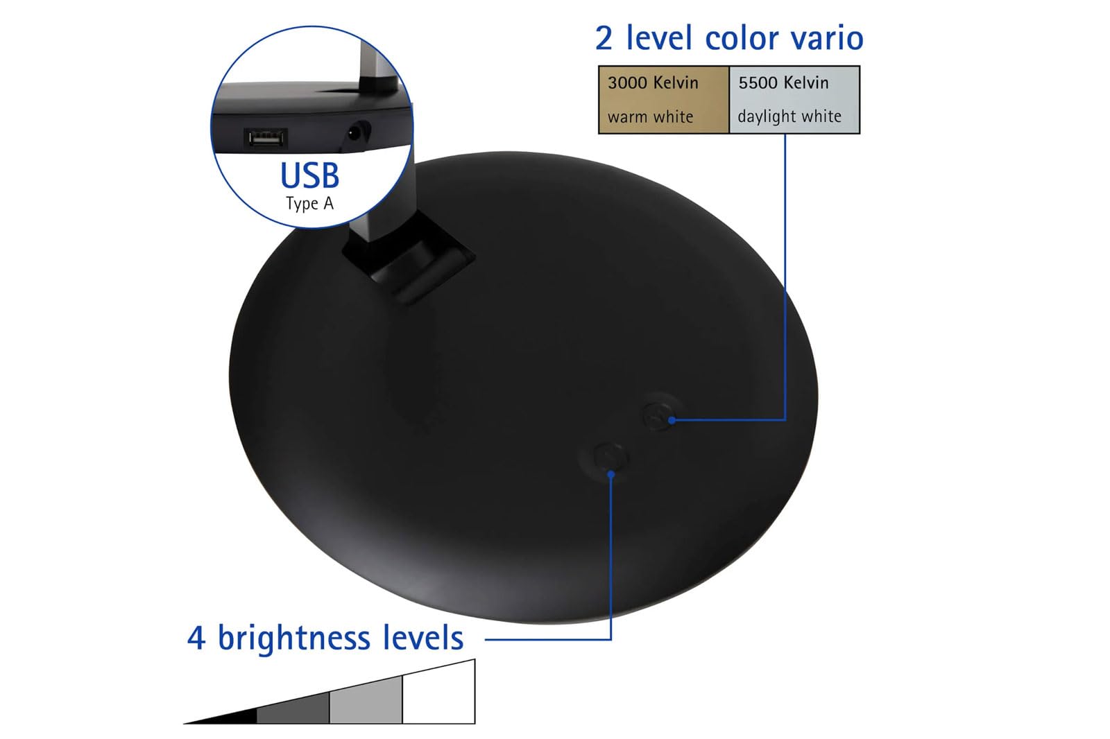 maul-maulrubia-led-tischlampe-silber-dimmbar-mit-usb-warmwei-bis-tageslichtwei image 3