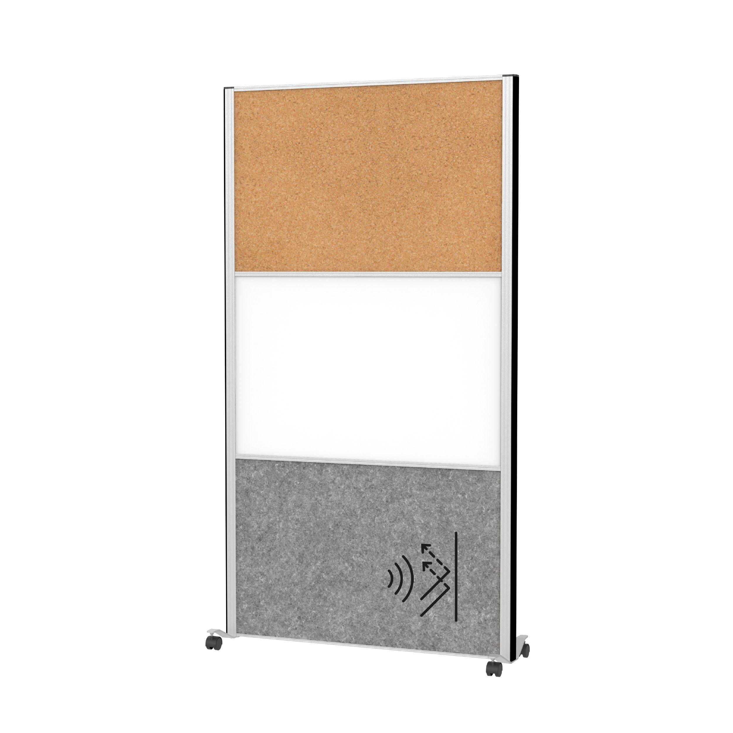 maul-maulconnecto-mobile-stellwand-silber-mit-whiteboard-kork-akustik image 1