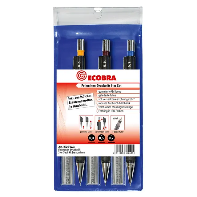 ecobra-feinminen-druckstift-3er-set-0-3-0-5-0-7-mm-hb-schwarz image 1