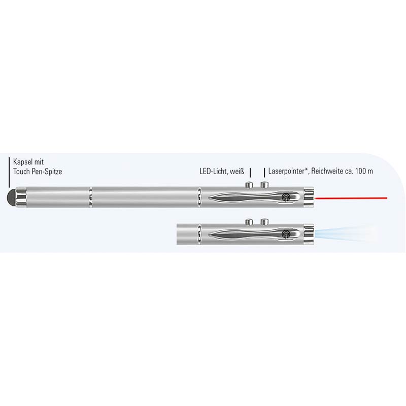 ecobra-laserpointer-4-in-1-mit-touch-pen-led-licht-und-kugelschreiber-silber image 2