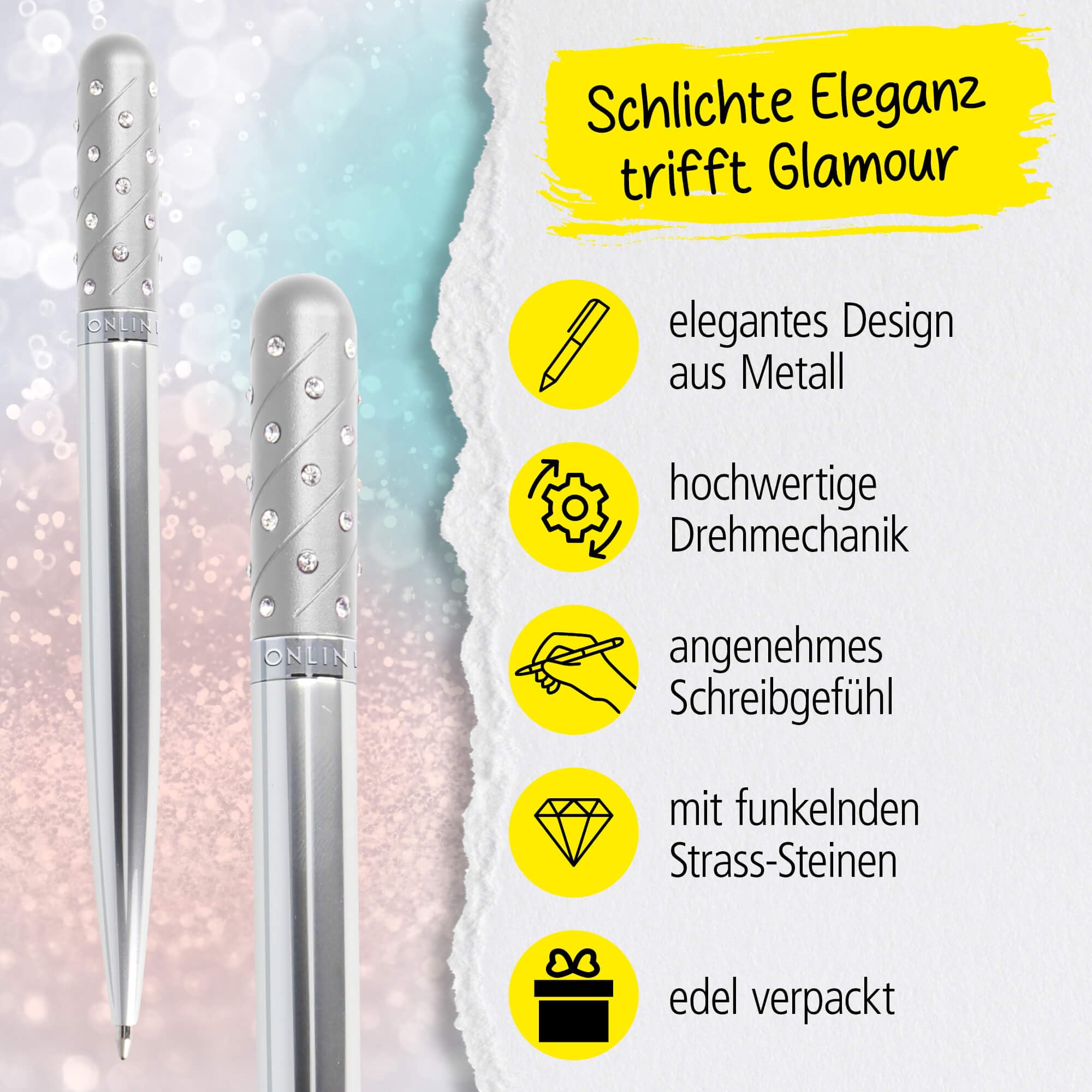 online-crystal-pen-kugelschreiber-silver-strass-midi-geschenkbox image 2