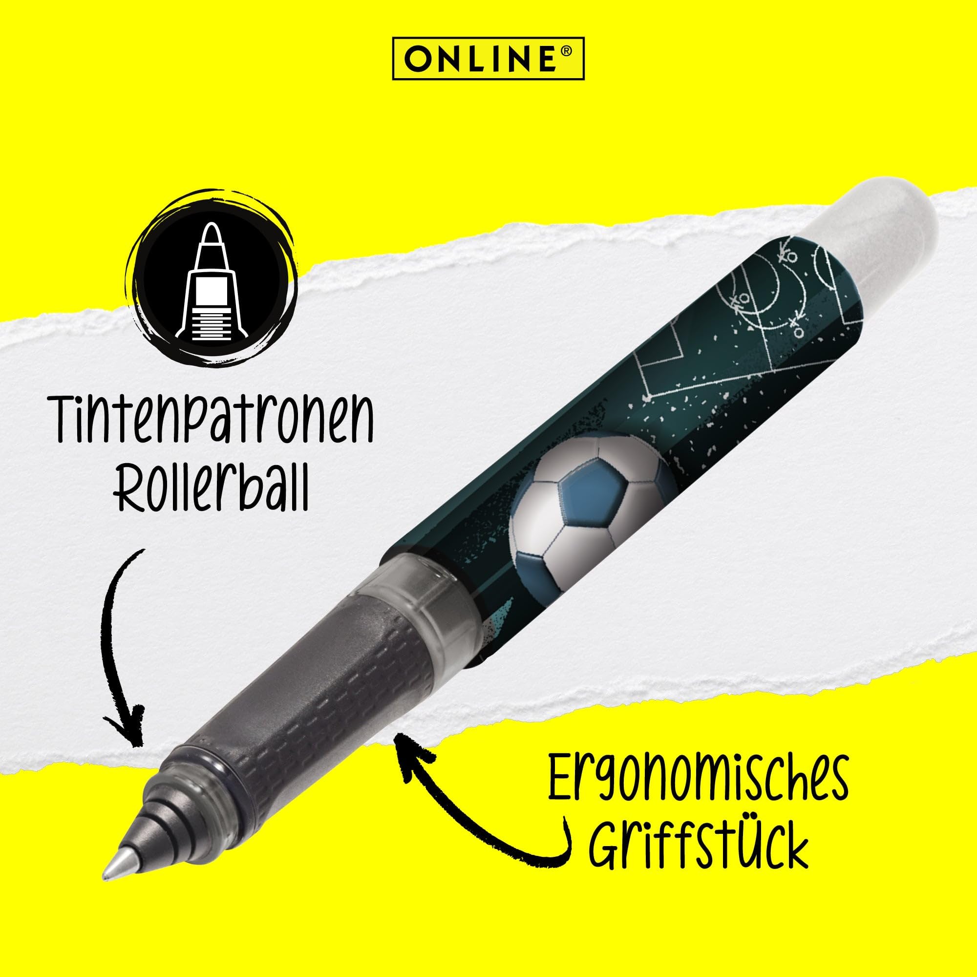 online-college-tintenroller-fu-ball-mit-patrone-blau image 2
