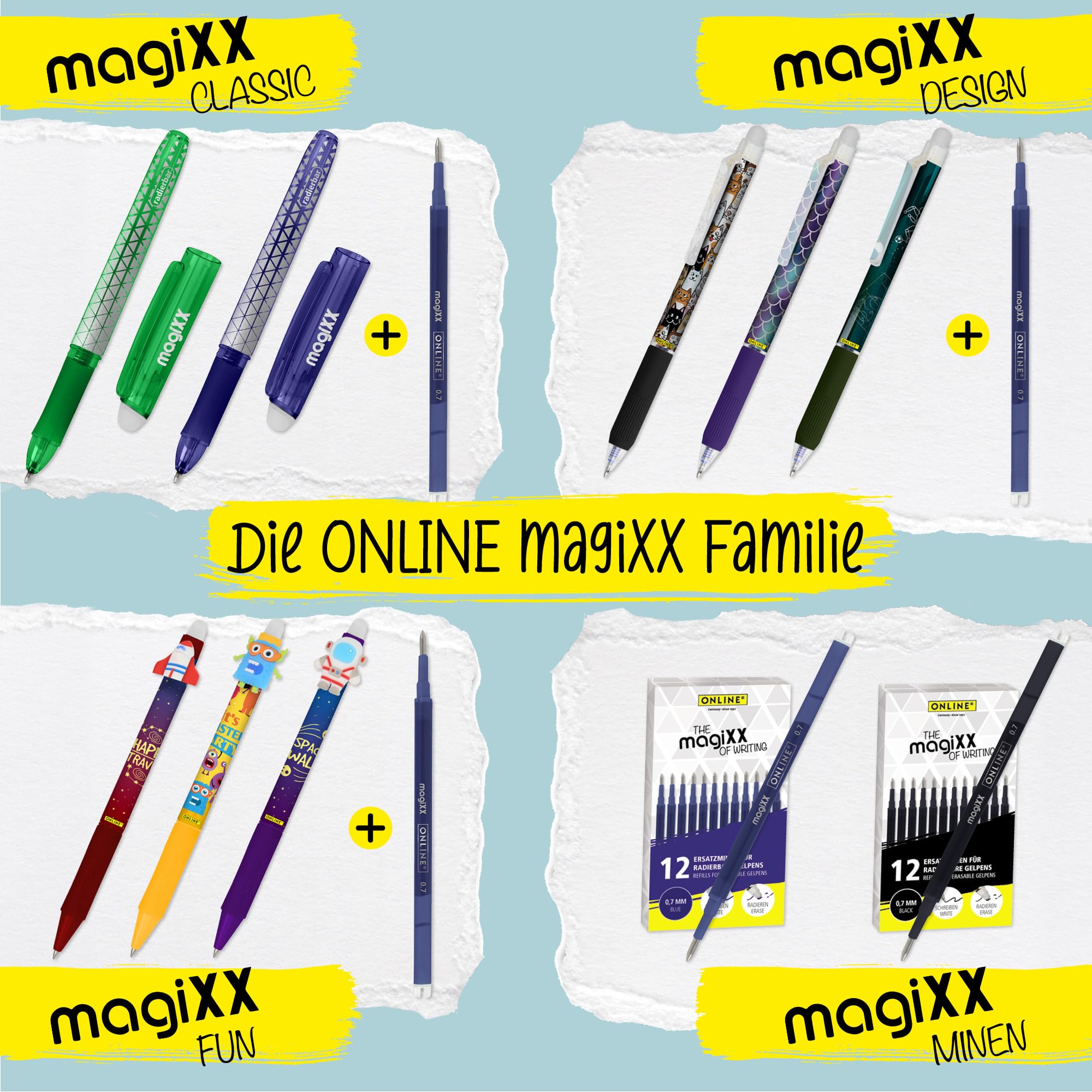 online-magixx-radierbare-ersatzminen-gr-n-0-7-mm-3er-f-r-gel-tintenroller image 7