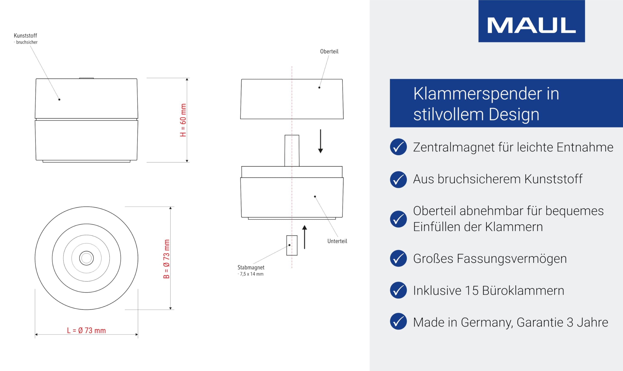 maul-maulpro-klammernspender-magnetisch-wei-inkl-15-b-roklammern image 3