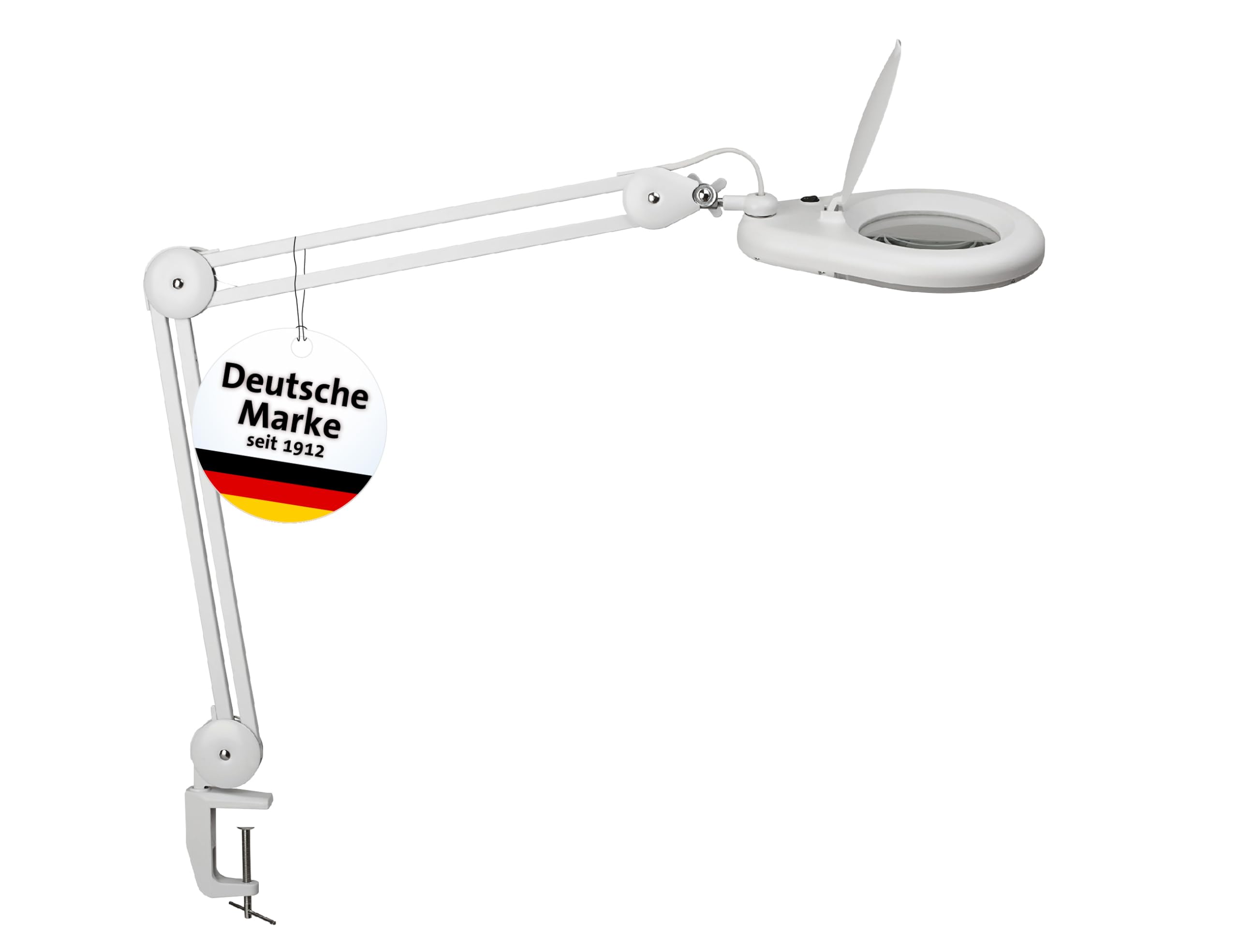 maul-maulviso-led-lupenlampe-wei-mit-tischklemme-echtglas image 1