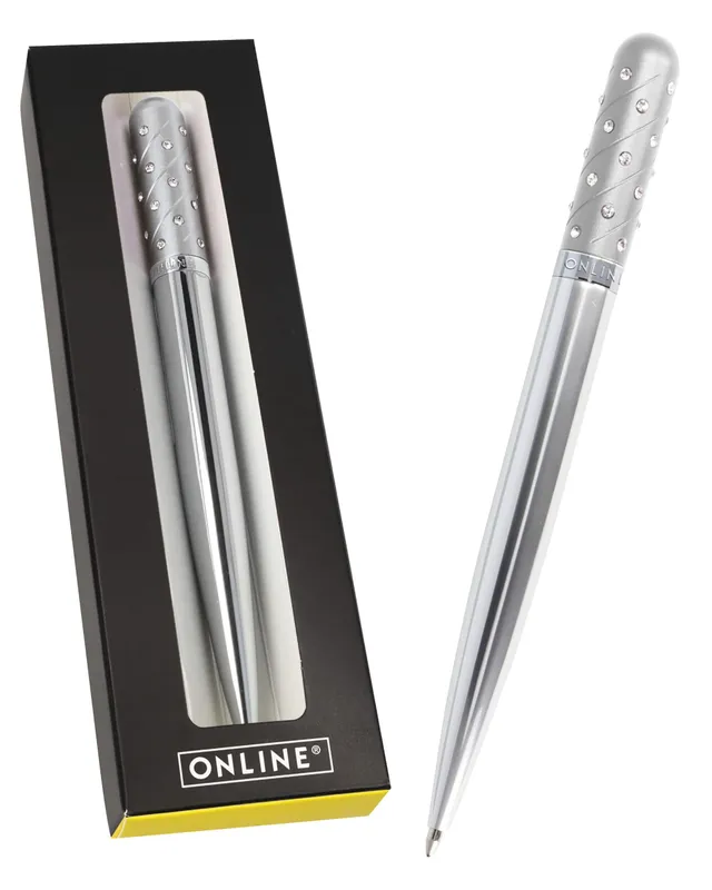 online-crystal-pen-kugelschreiber-silver-strass-midi-geschenkbox image 1