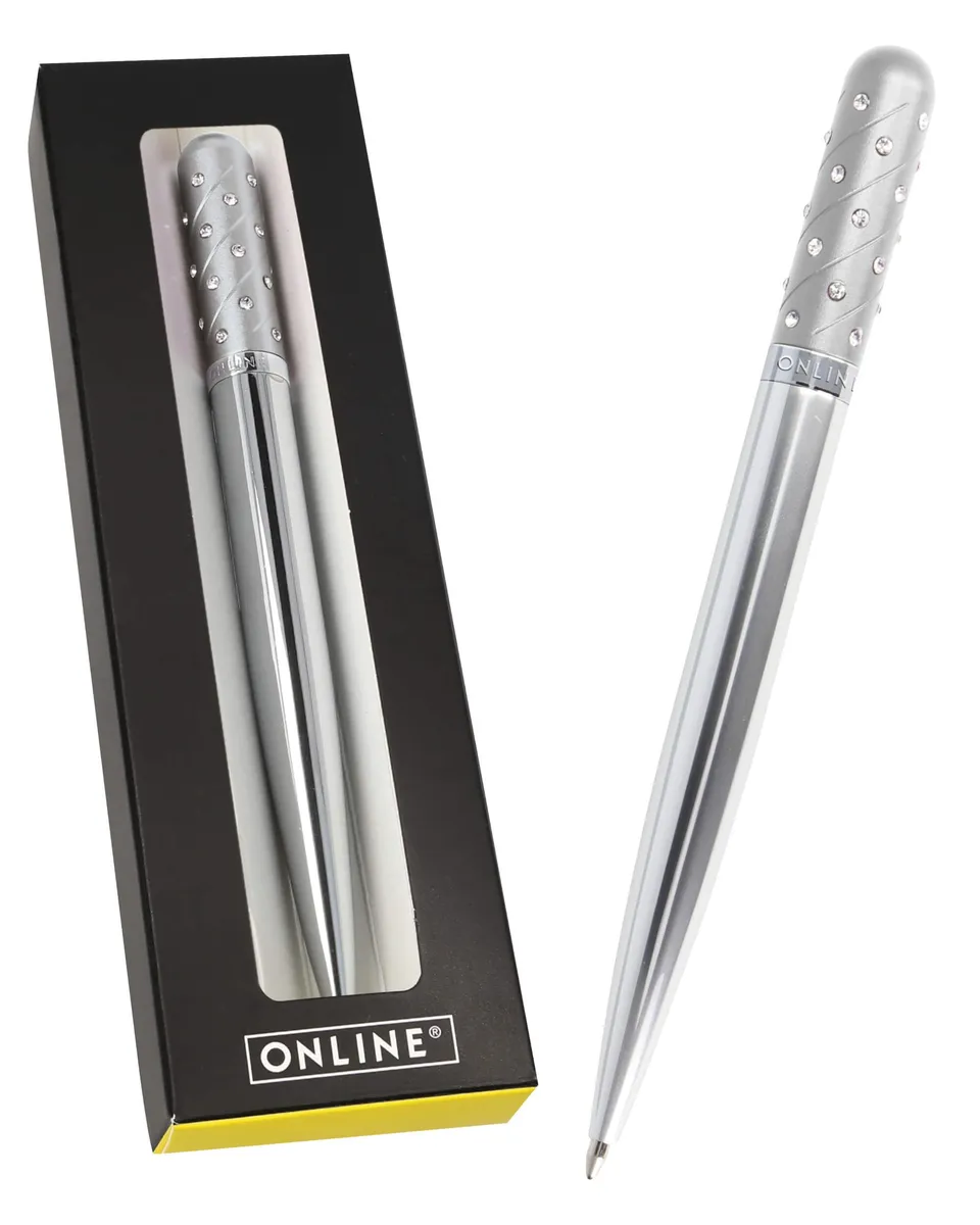 online-crystal-pen-kugelschreiber-silver-strass-midi-geschenkbox image 1